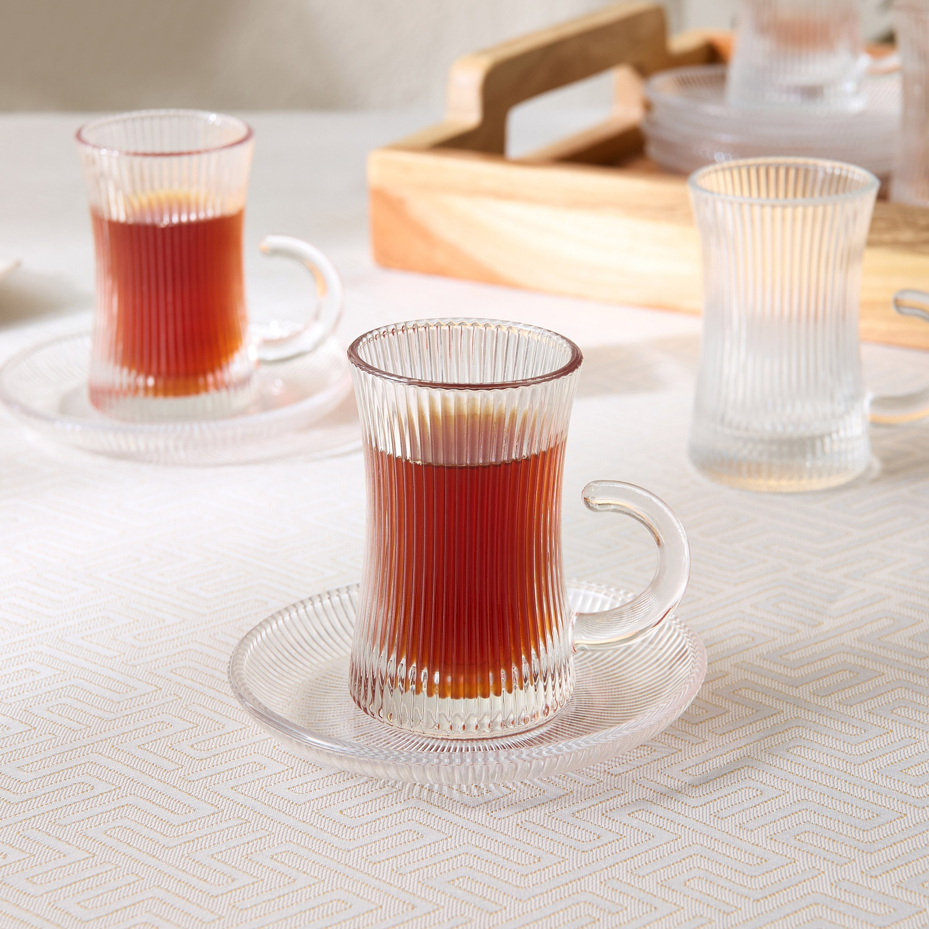 Ribbed Glass 12-Piece Istikan Cup and Saucer Set - 110 ml-hbxhomeware-diningandtabletop-coffeeandteasets-image-2