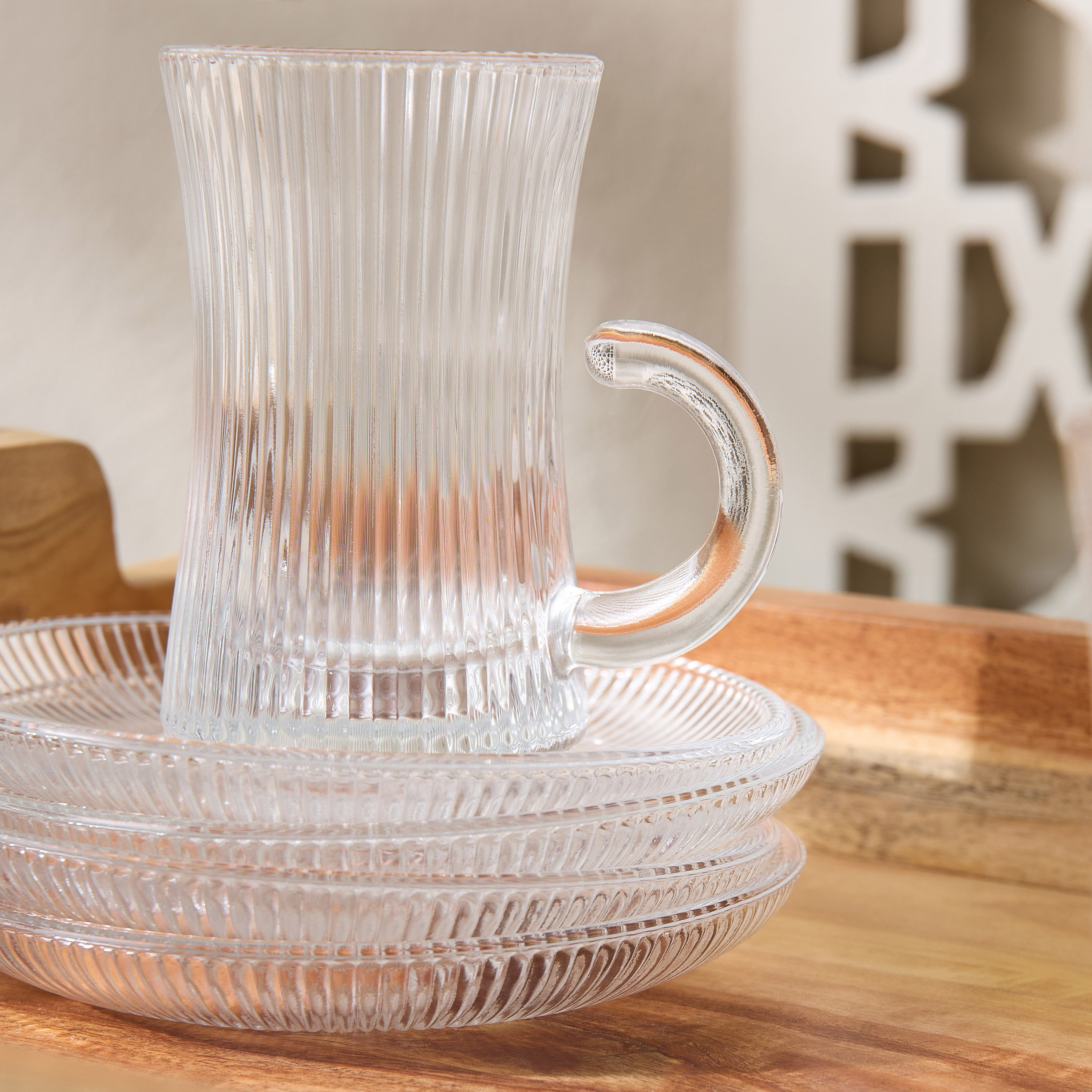 Ribbed Glass 12-Piece Istikan Cup and Saucer Set - 110 ml-hbxhomeware-diningandtabletop-coffeeandteasets-image-3