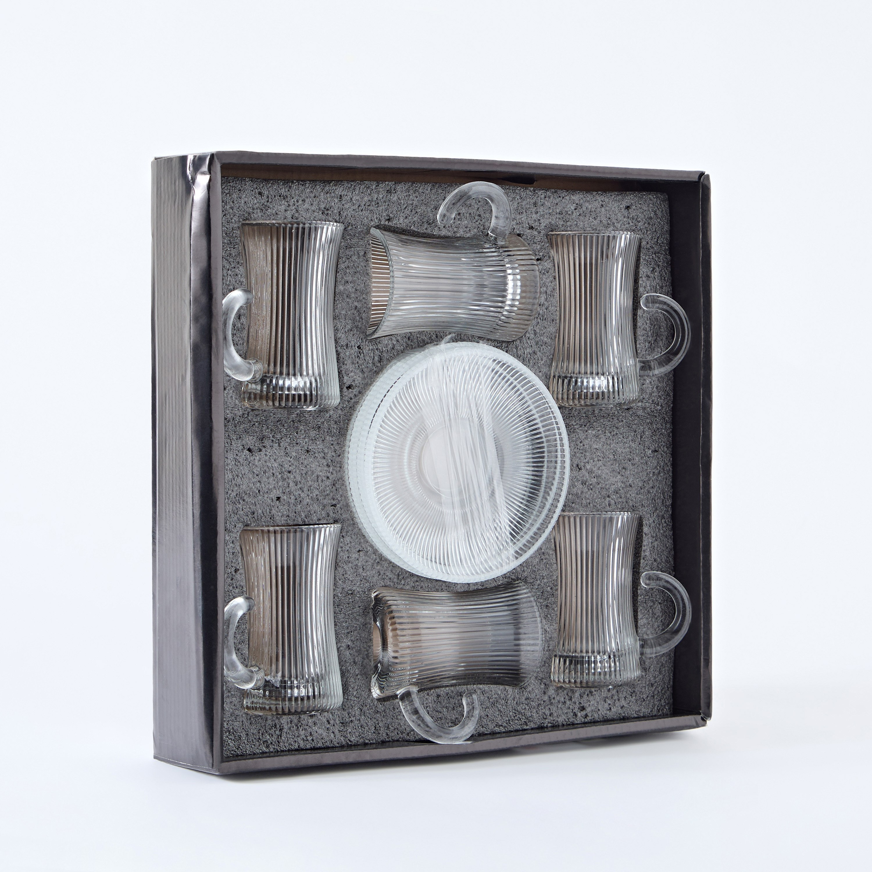 Ribbed Glass 12-Piece Istikan Cup and Saucer Set - 110 ml-hbxhomeware-diningandtabletop-coffeeandteasets-image-5