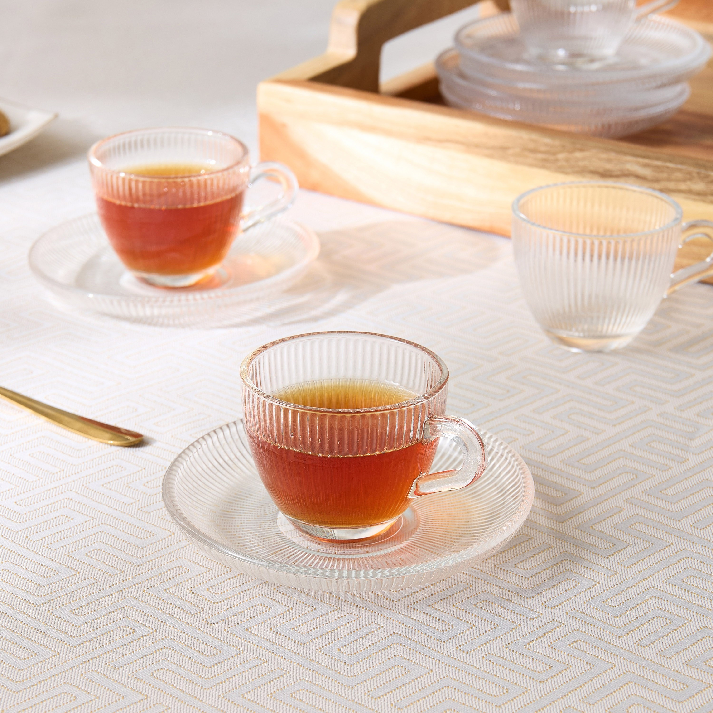 Ribbed Glass 12-Piece Espresso Cup and Saucer Set - 80 ml-hbxhomeware-diningandtabletop-coffeeandteasets-image-2