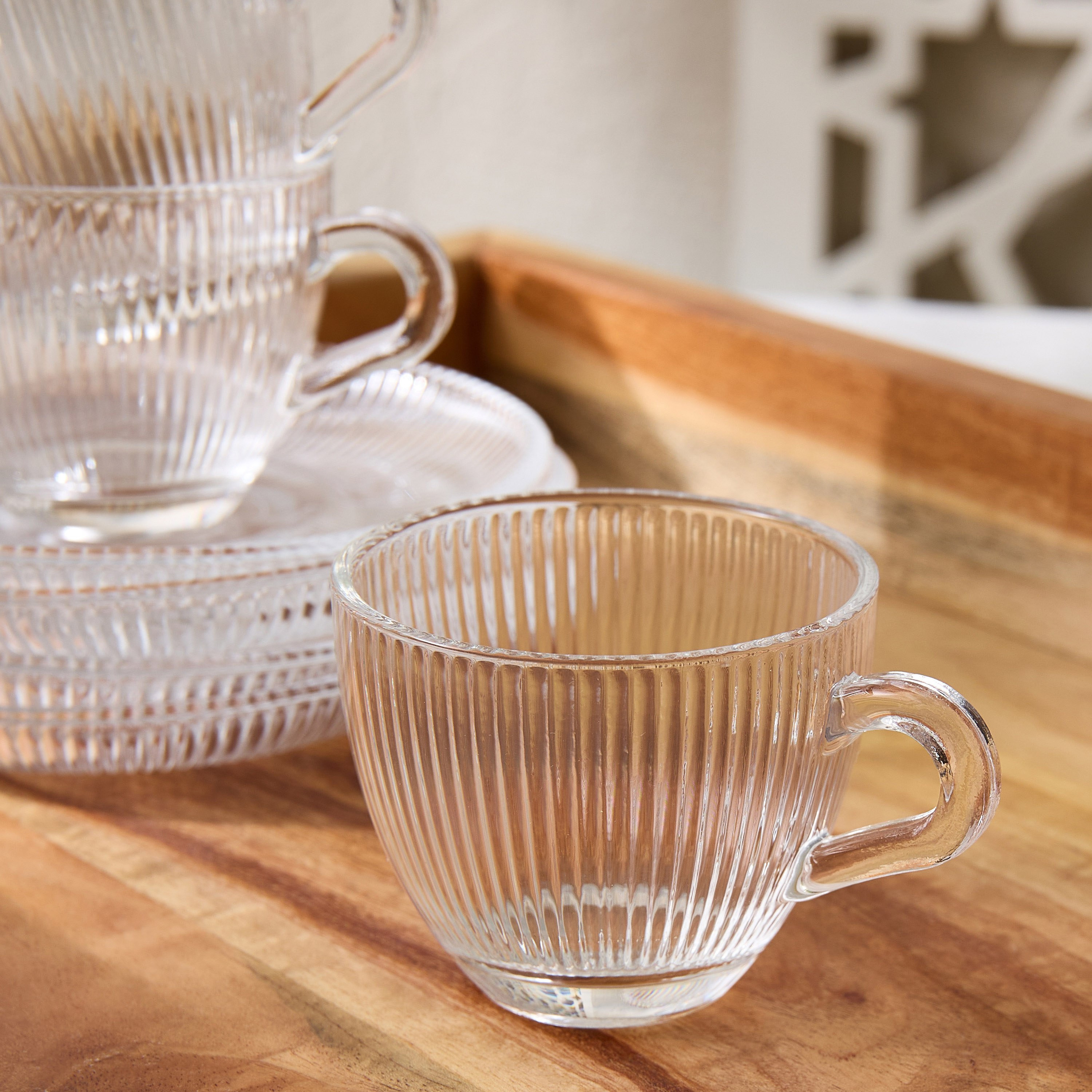 Ribbed Glass 12-Piece Espresso Cup and Saucer Set - 80 ml-hbxhomeware-diningandtabletop-coffeeandteasets-image-3