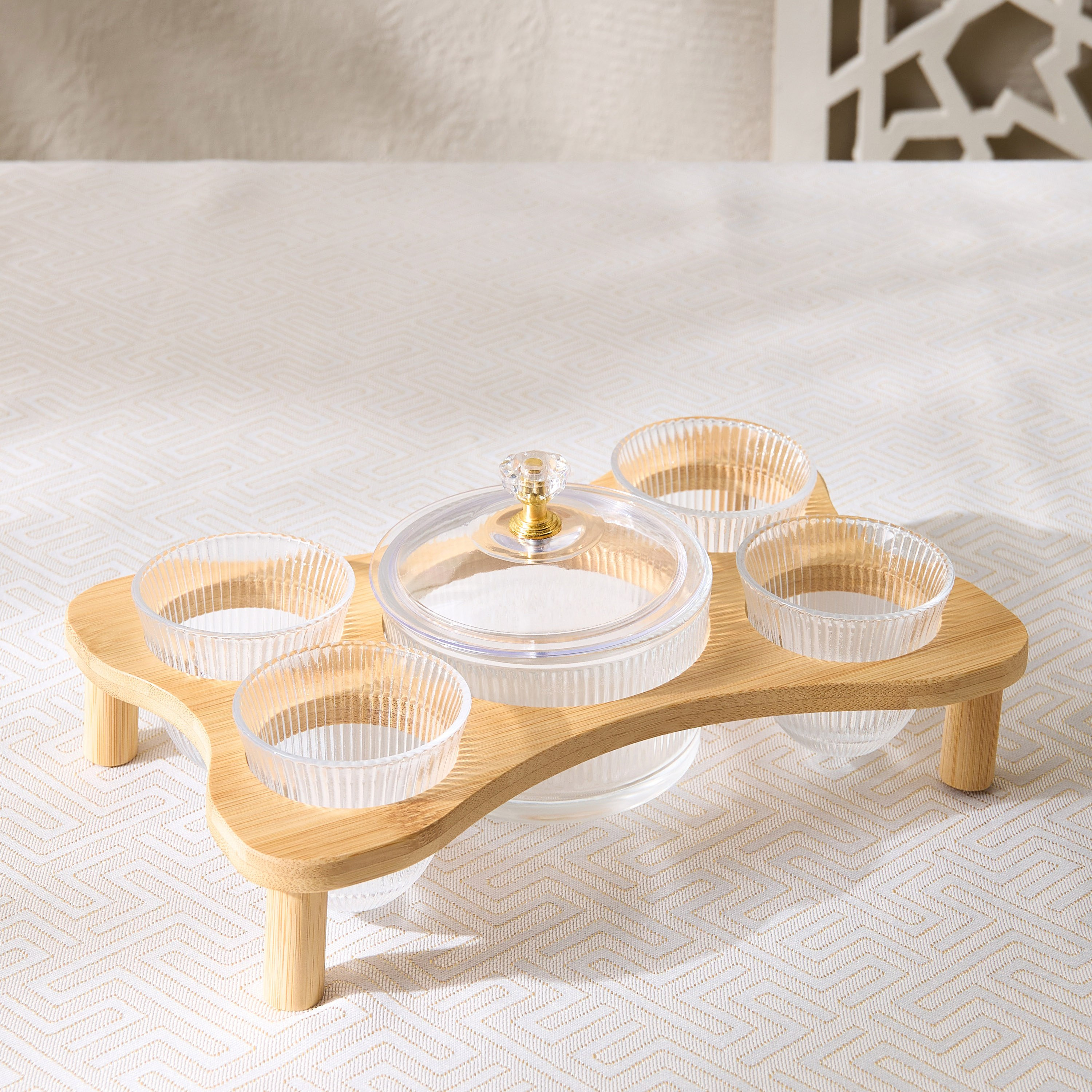 Ribbed Glass 5-Piece Cawa Set with Date Bowl - 60 ml-hbxhomeware-diningandtabletop-coffeeandteasets-image-2