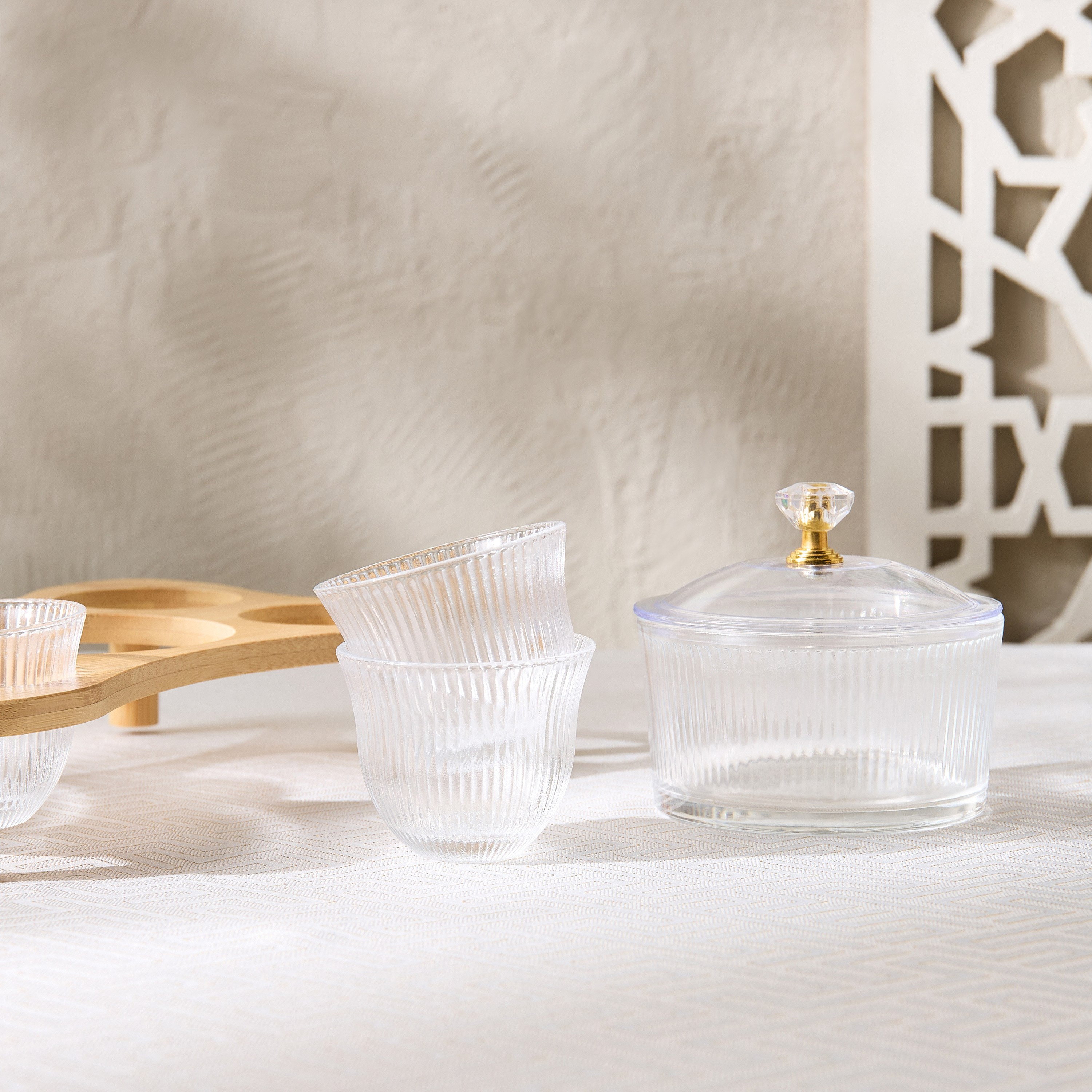 Ribbed Glass 5-Piece Cawa Set with Date Bowl - 60 ml-hbxhomeware-diningandtabletop-coffeeandteasets-image-3