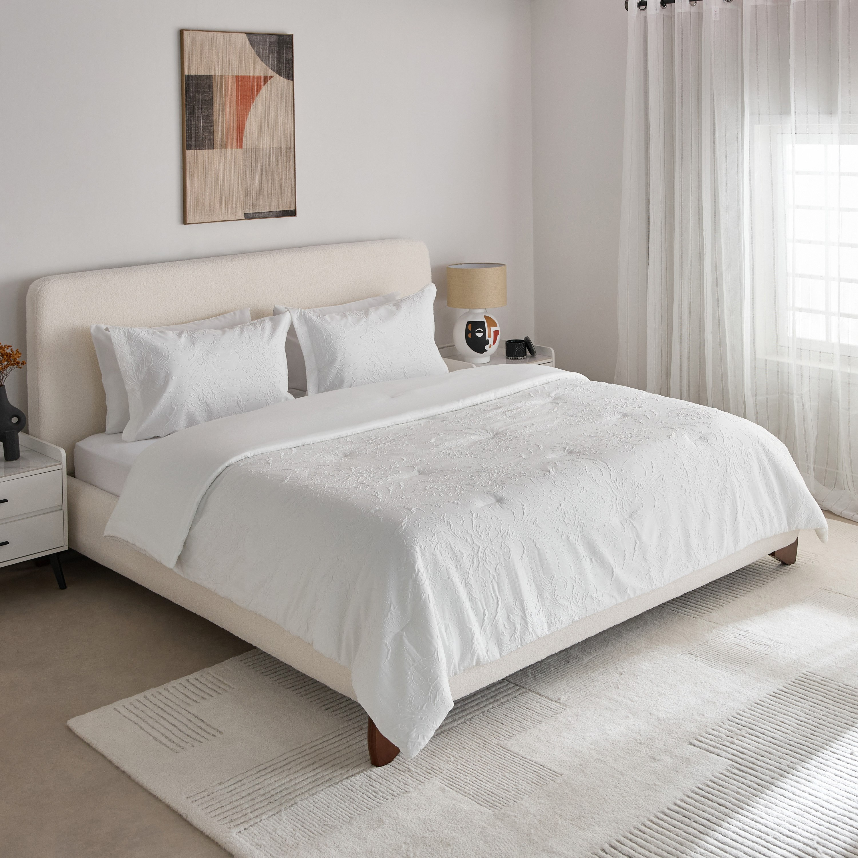 طقم مفروشات كينج من الألياف الدقيقة بنمط كريب 6 قطع من وايت بليس- 220 × 240 سم-hbxhomeware-hbxbedroom-image-2