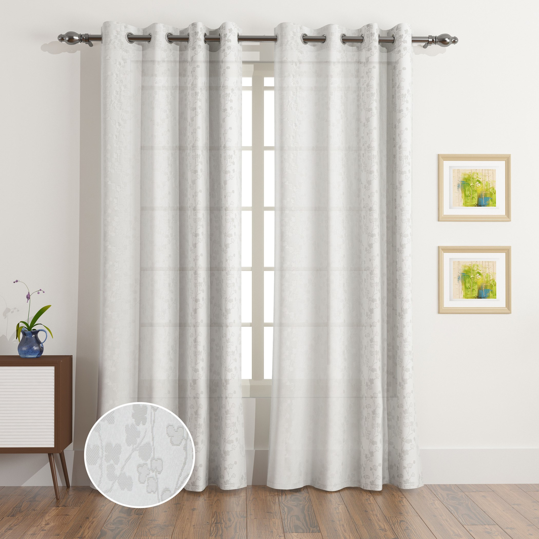 Sara 2-Piece Textured Sheer Curtain Set - 140x240 cm-hbxhomeware-hbxlivingroom-image-1