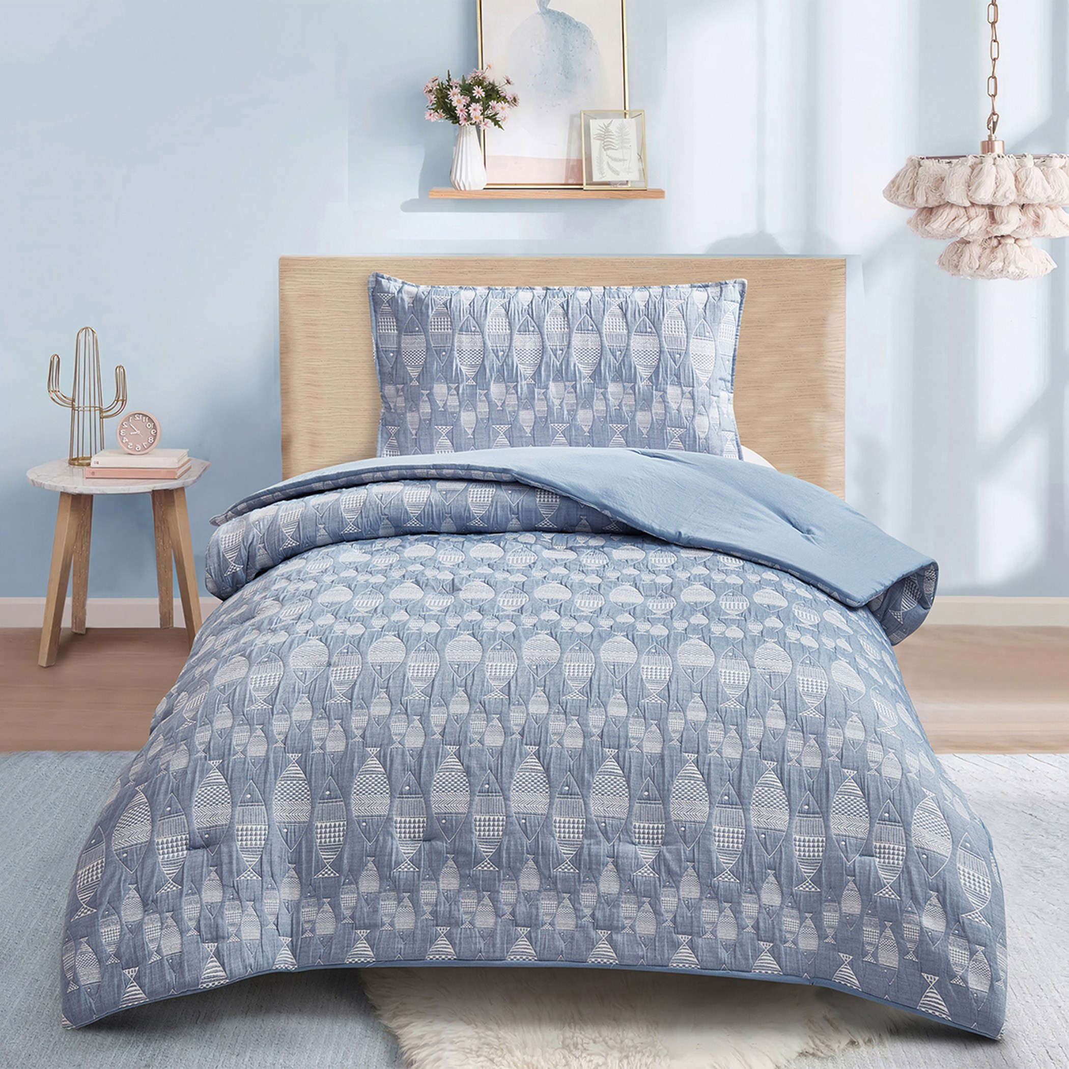 طقم لحاف فردي قطعتين بتصميم أسماك من سي وورلد - 135x220 سم-hbxhomeware-hbxbedroom-image-2