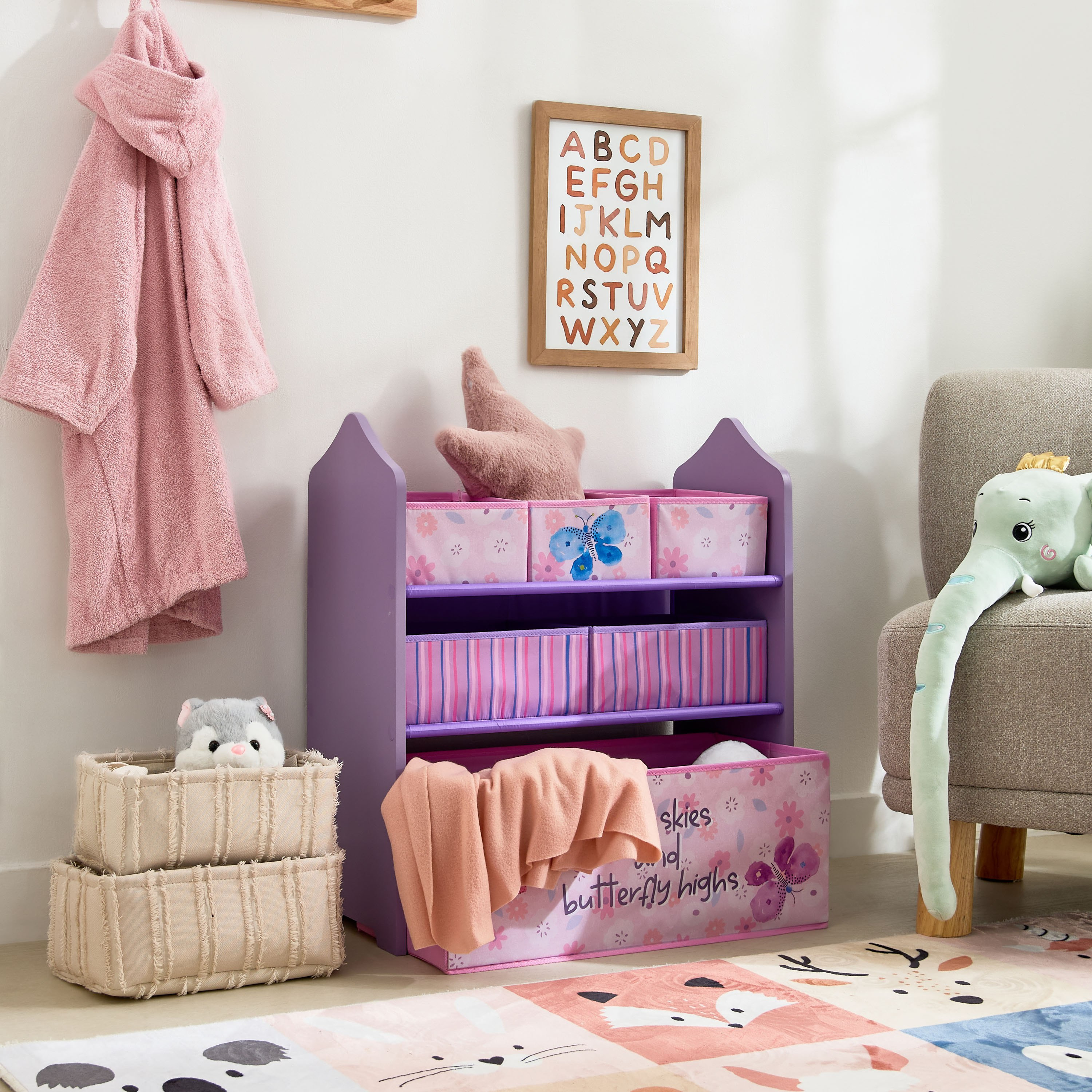 Meadows Candice Butterfly Fabric Storage Rack with 6 Bins - 63x30x70 cm-PROMO_HB_AE_B1G1_250925-image-6