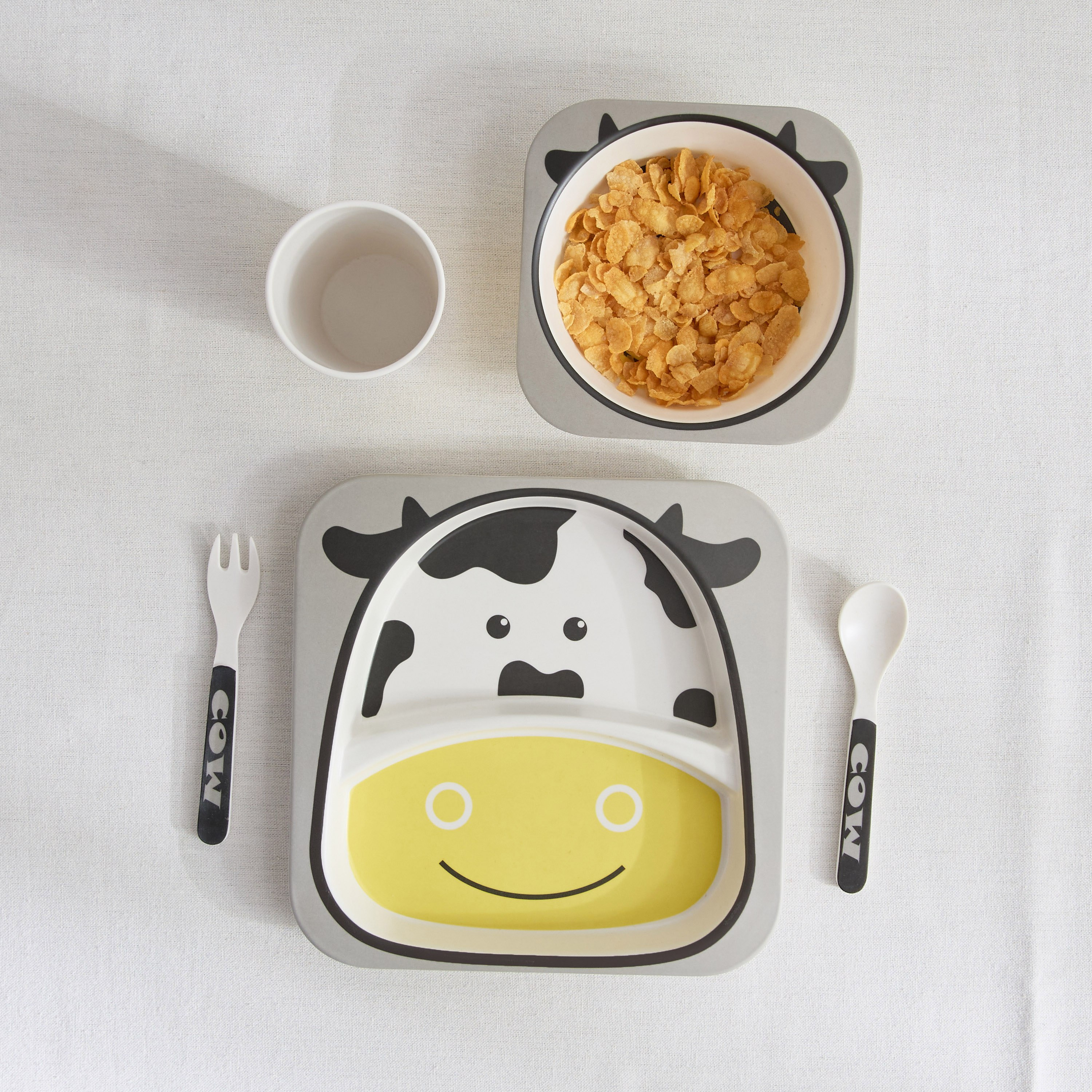 طقم سفرة من الخيزران مكون من 5 قطع على شكل بقرة-hbxhomeware-hbxkidsandyouth-image-5