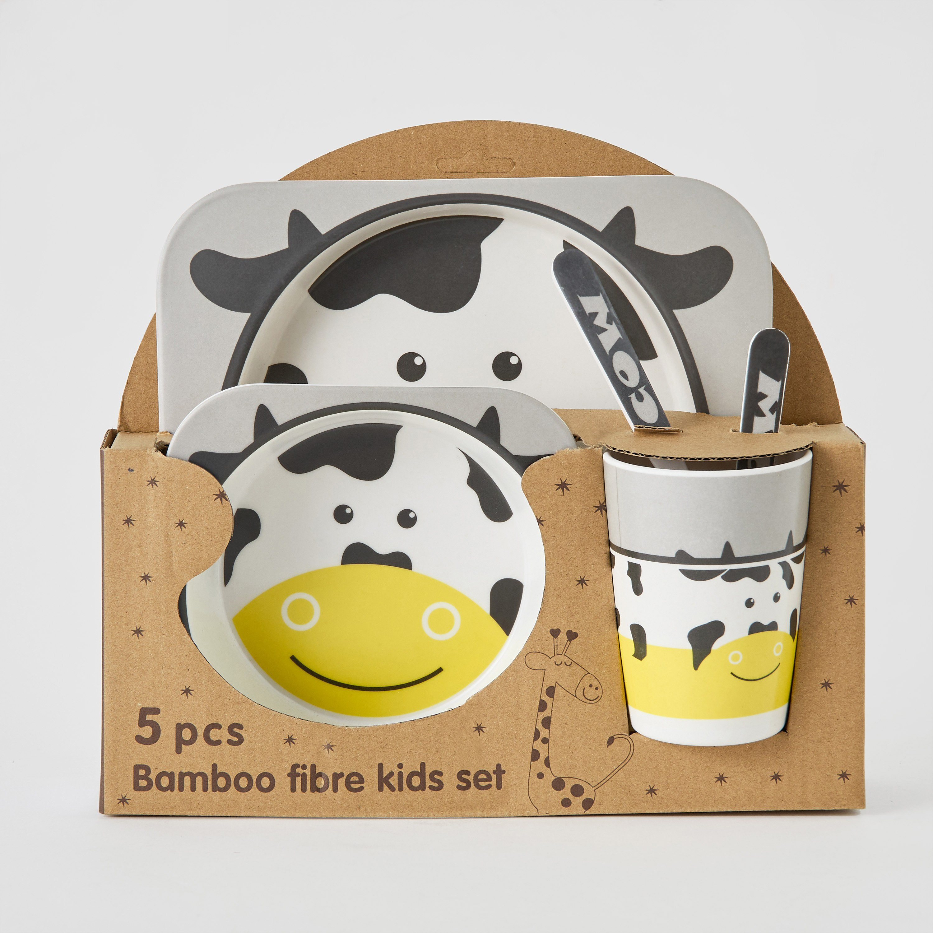 طقم سفرة من الخيزران مكون من 5 قطع على شكل بقرة-hbxhomeware-hbxkidsandyouth-image-6