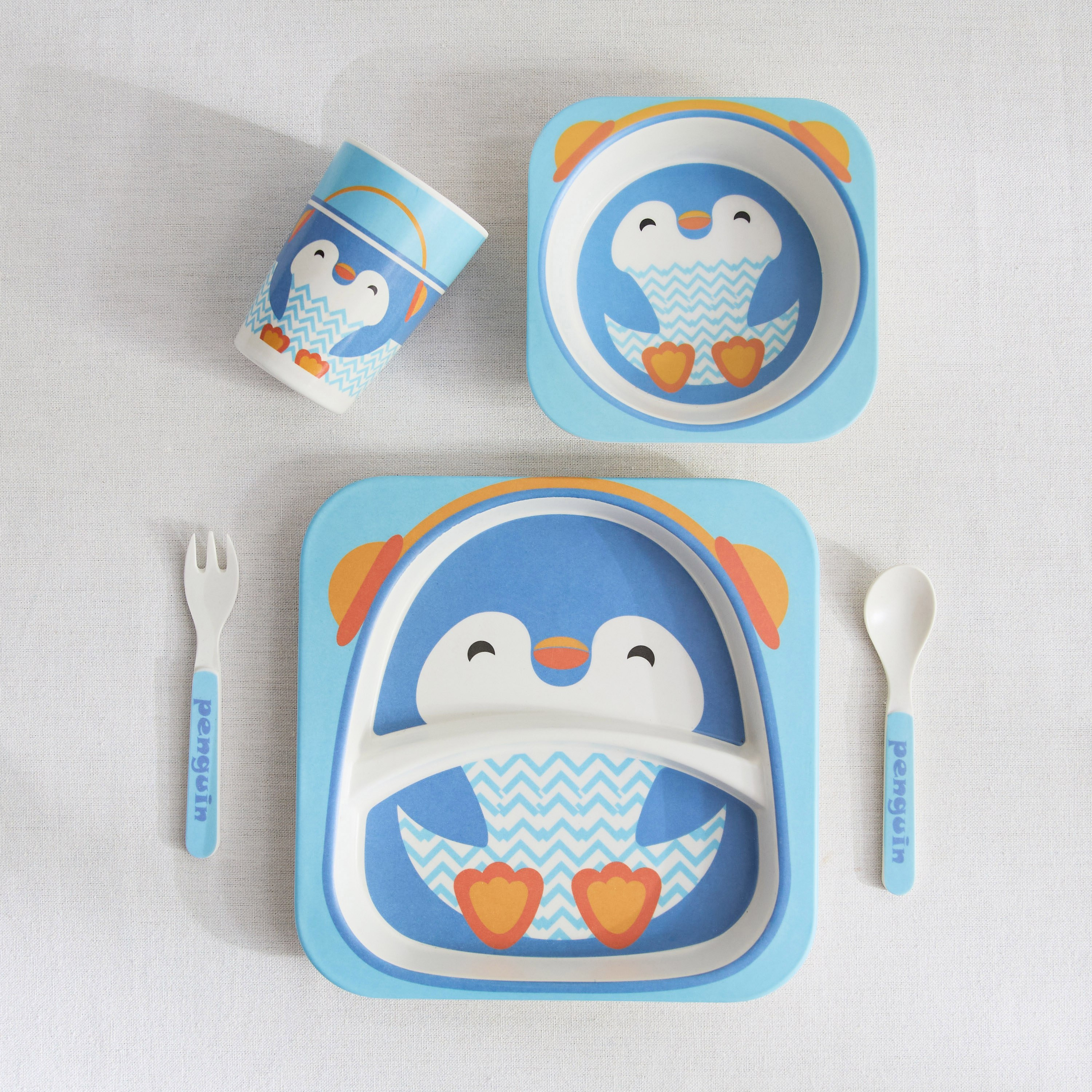 Penguin 5-Piece Bamboo Dinner Set-hbxhomeware-hbxkidsandyouth-image-1
