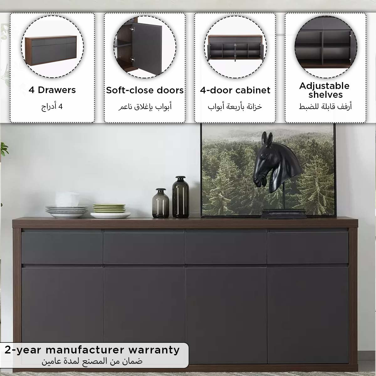 وحدة تخزين بـ4 أبواب و4 أدراج من وينشستر-hbxfurniture-diningroom-buffetsandsideboards-image-4