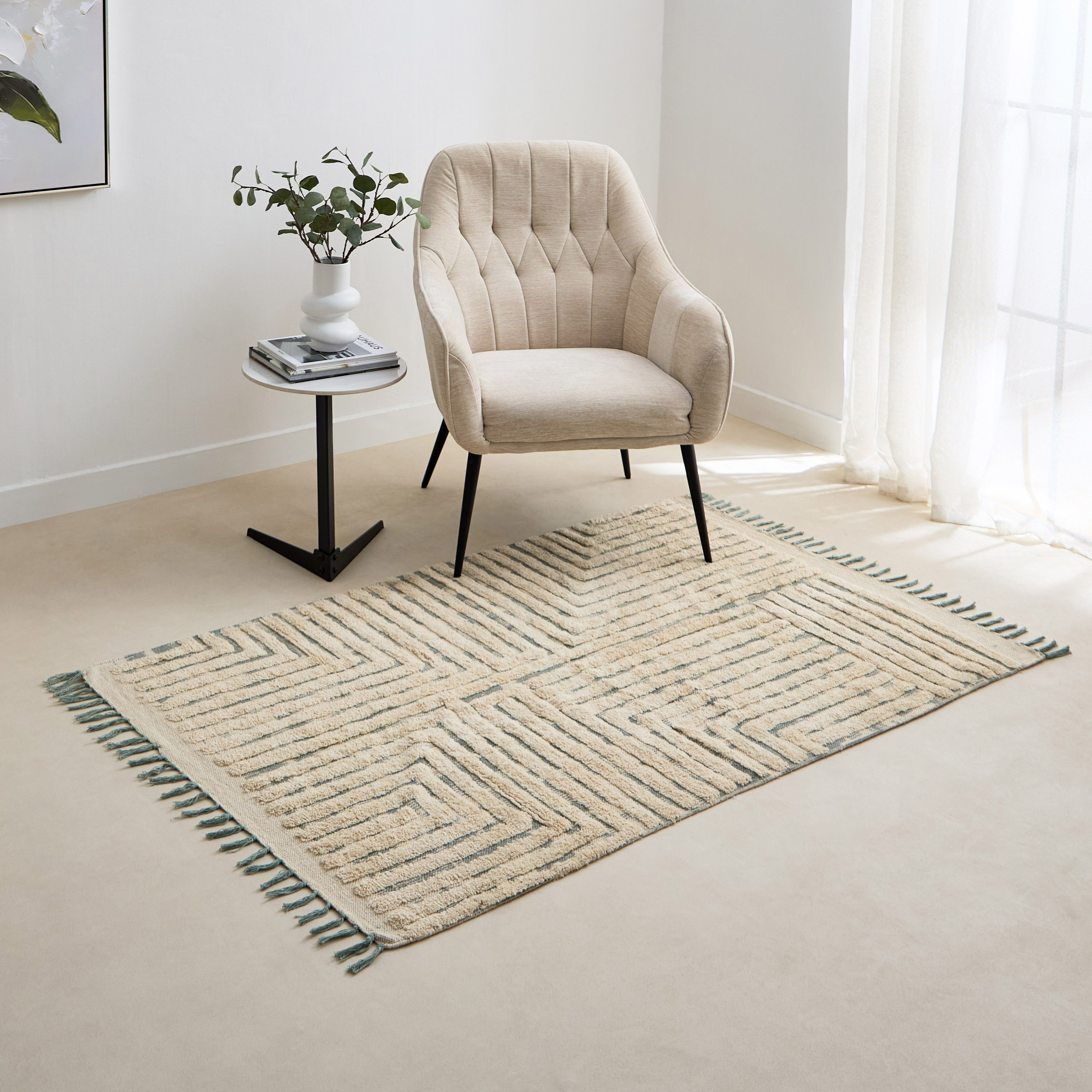 سجادة دوري قطن مخططة أوتوس من آيزل - 110x160 سم-hbxdecorandfurnishings-floorcoverings-rugs-image-1
