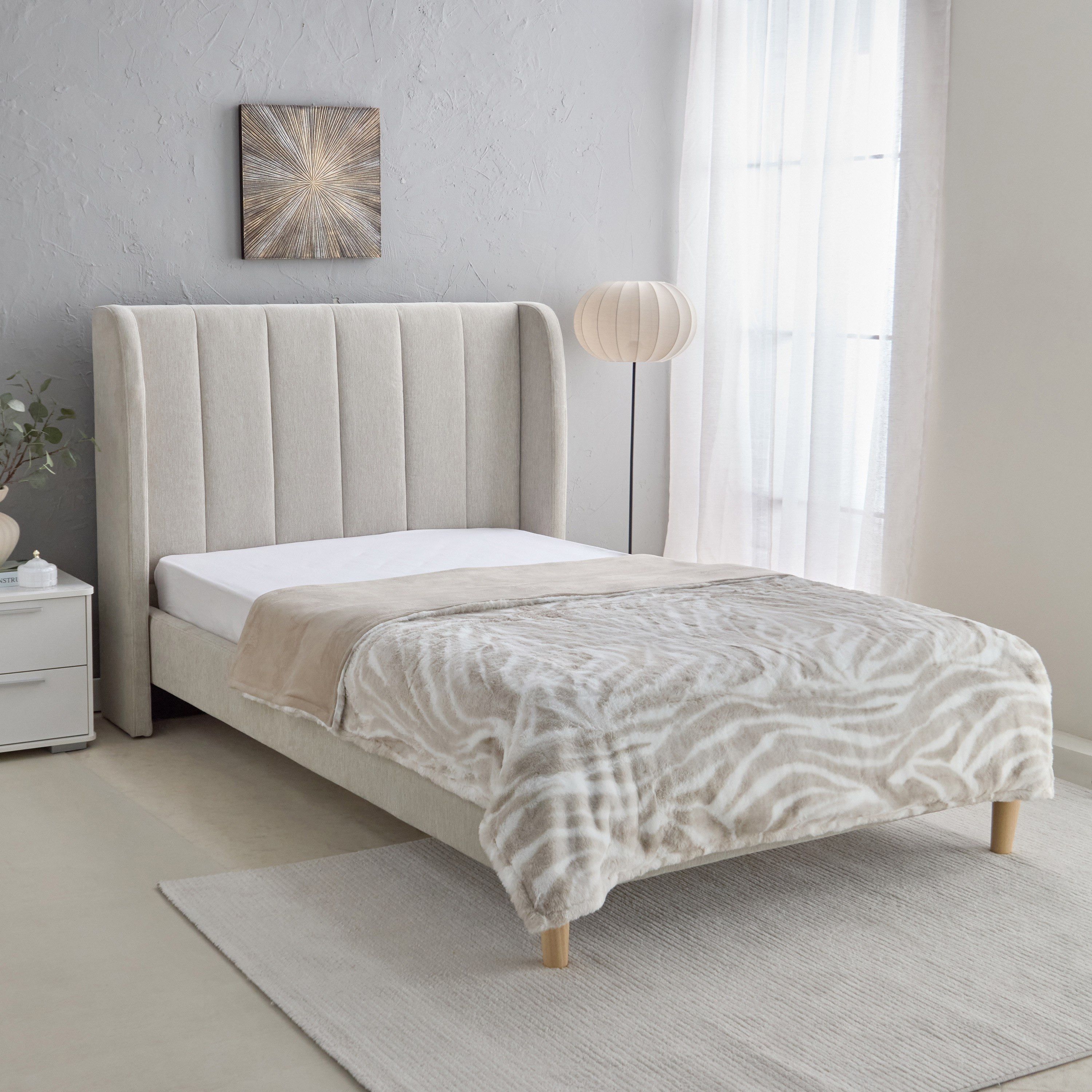 بطانية توين فرو أرنب مزدوجة الطبقات بطبعات من راين - 150x220 سم-hbxhomeware-hbxbedroom-image-1