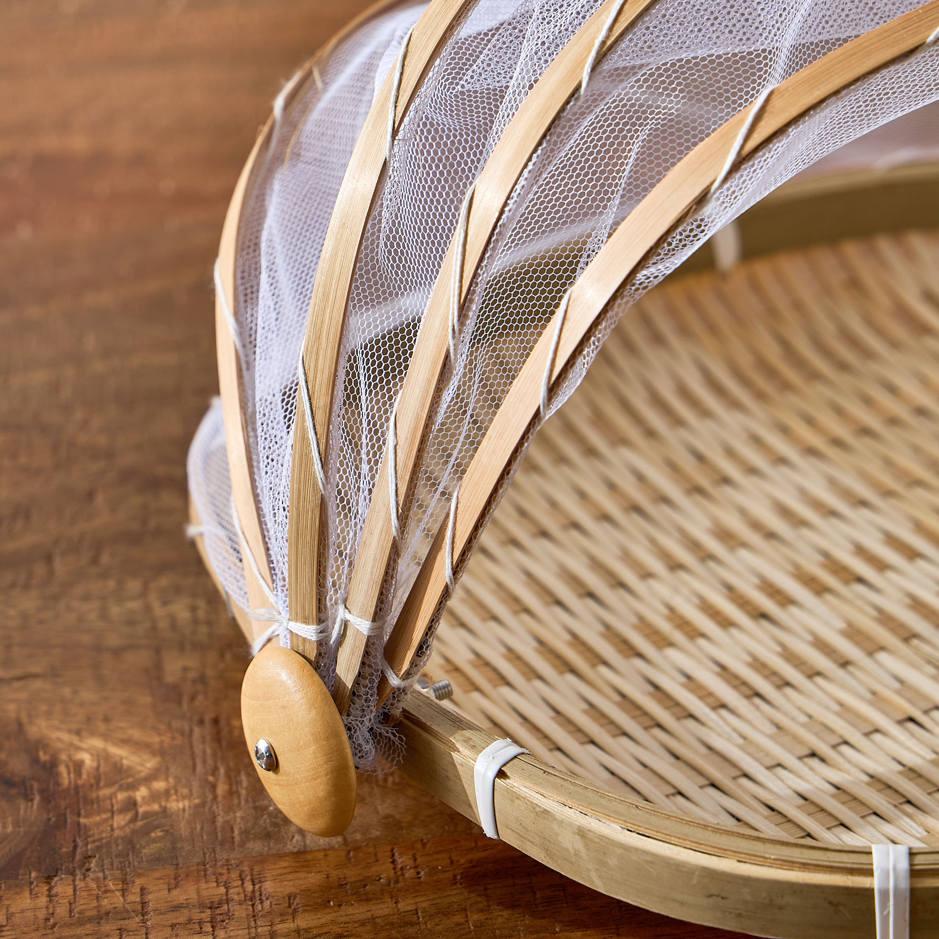 Belmonte Natural Bamboo Basket with Fly Cover - 28x28x19 cm-hbxkitchen-kitchenware-kitchenaccessories-image-4