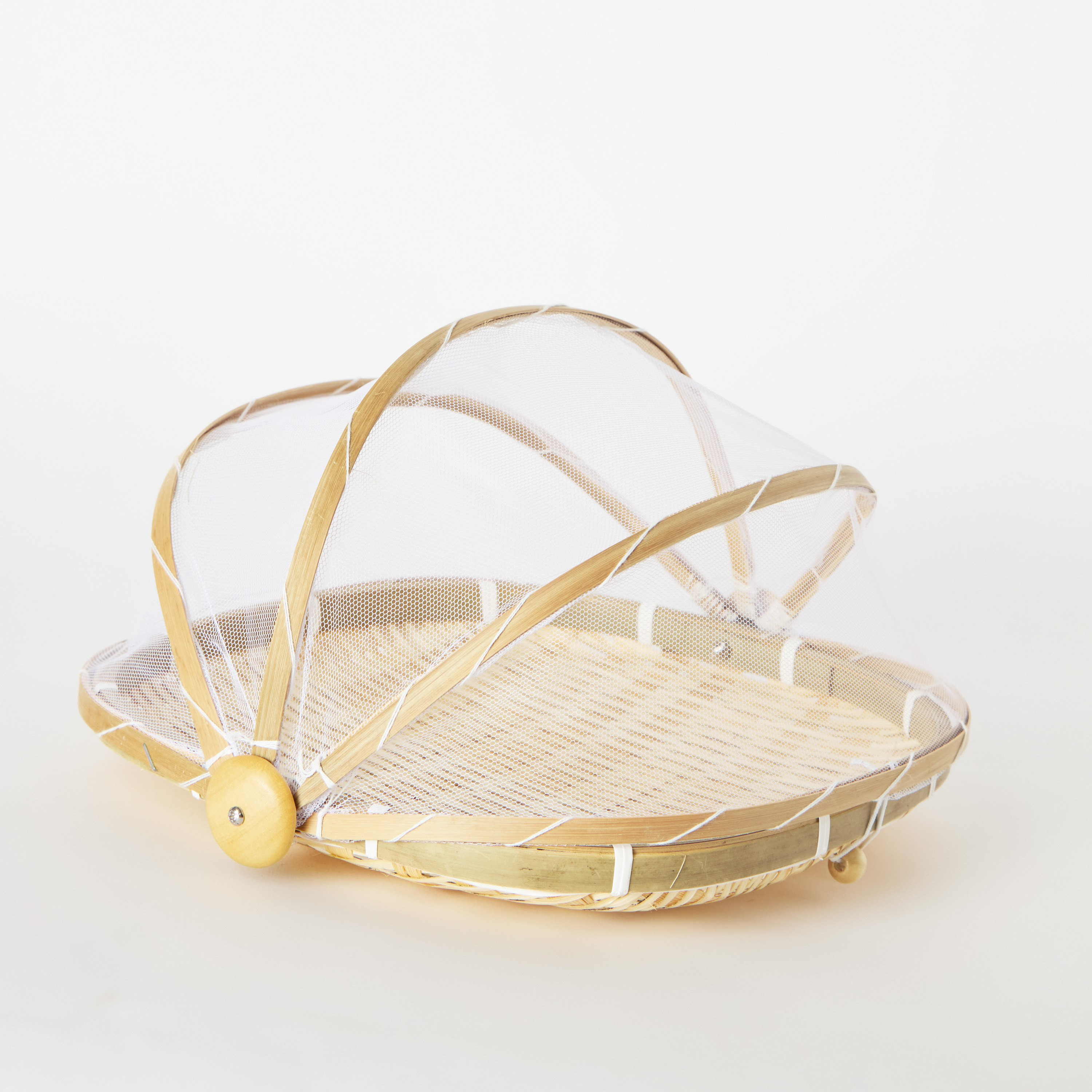 Belmonte Natural Bamboo Basket with Fly Cover - 28x28x19 cm-hbxkitchen-kitchenware-kitchenaccessories-image-7