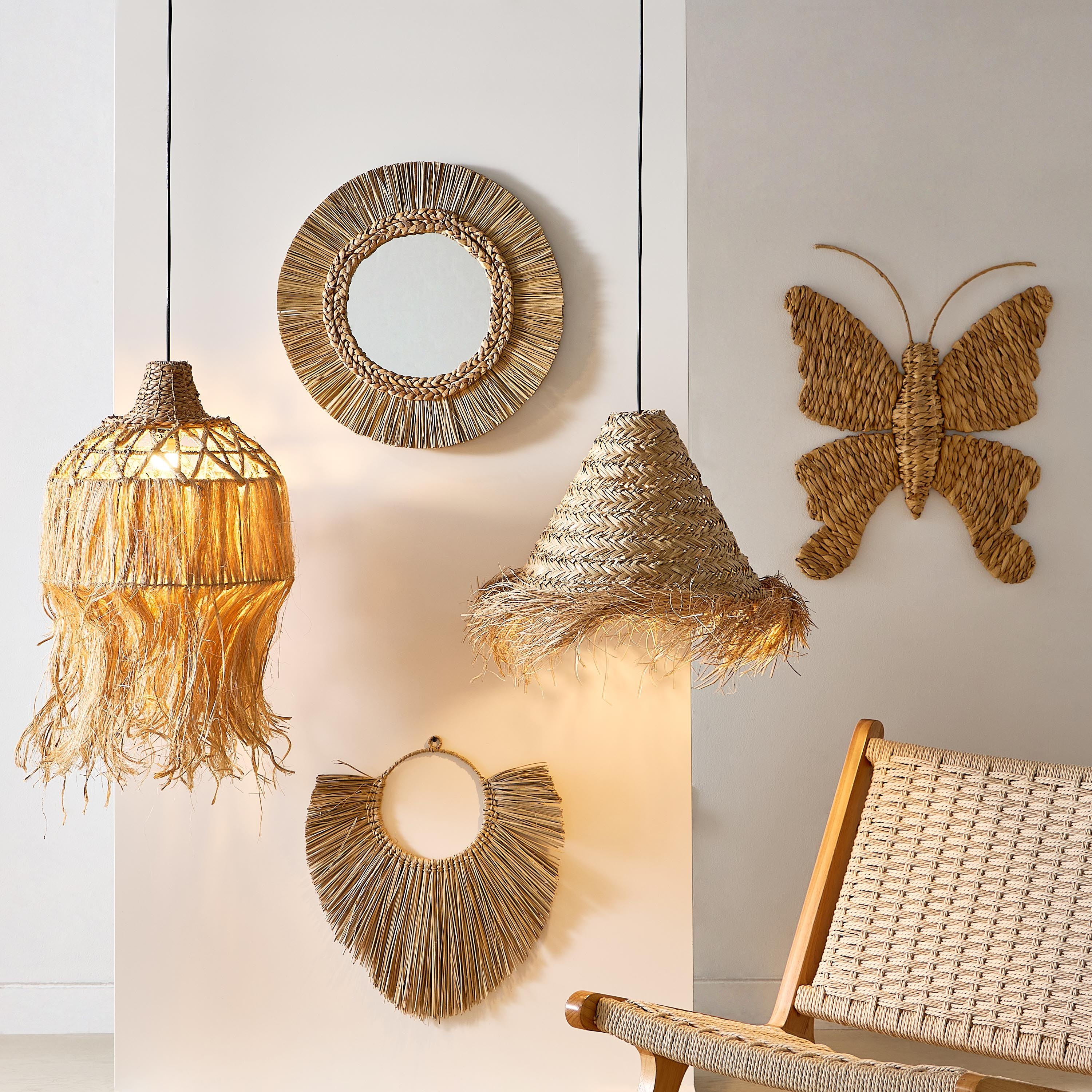 Belmonte Butterfly Water Hyacinth Wall Decor - 34x10x6 cm-hbxdiningroom-walldecor-wallart-image-4