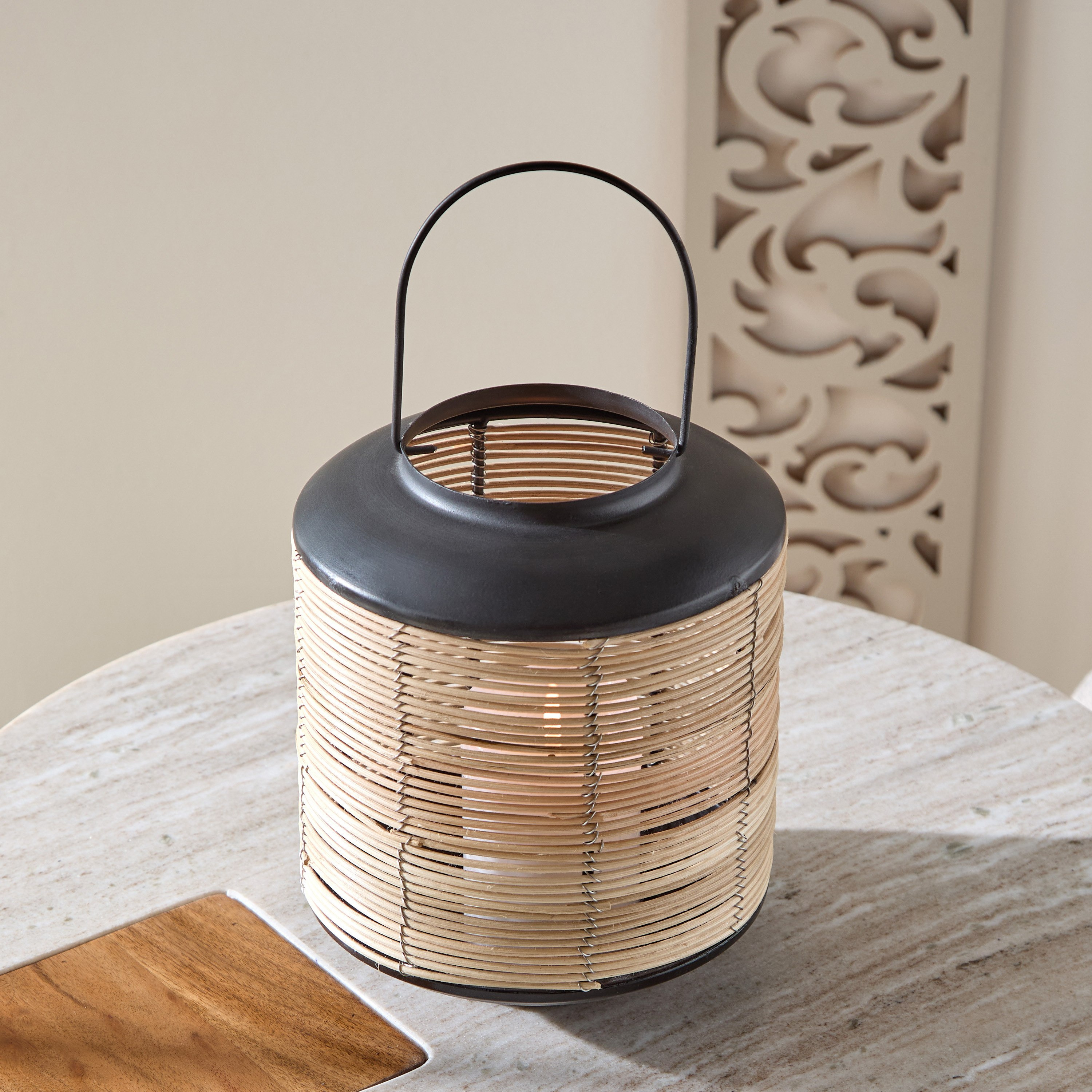 Drane Metal Lantern with Cane Wrap - 18.5x18.5x22.5 cm-PROMO_HB_AE_B2G2_011025-image-2
