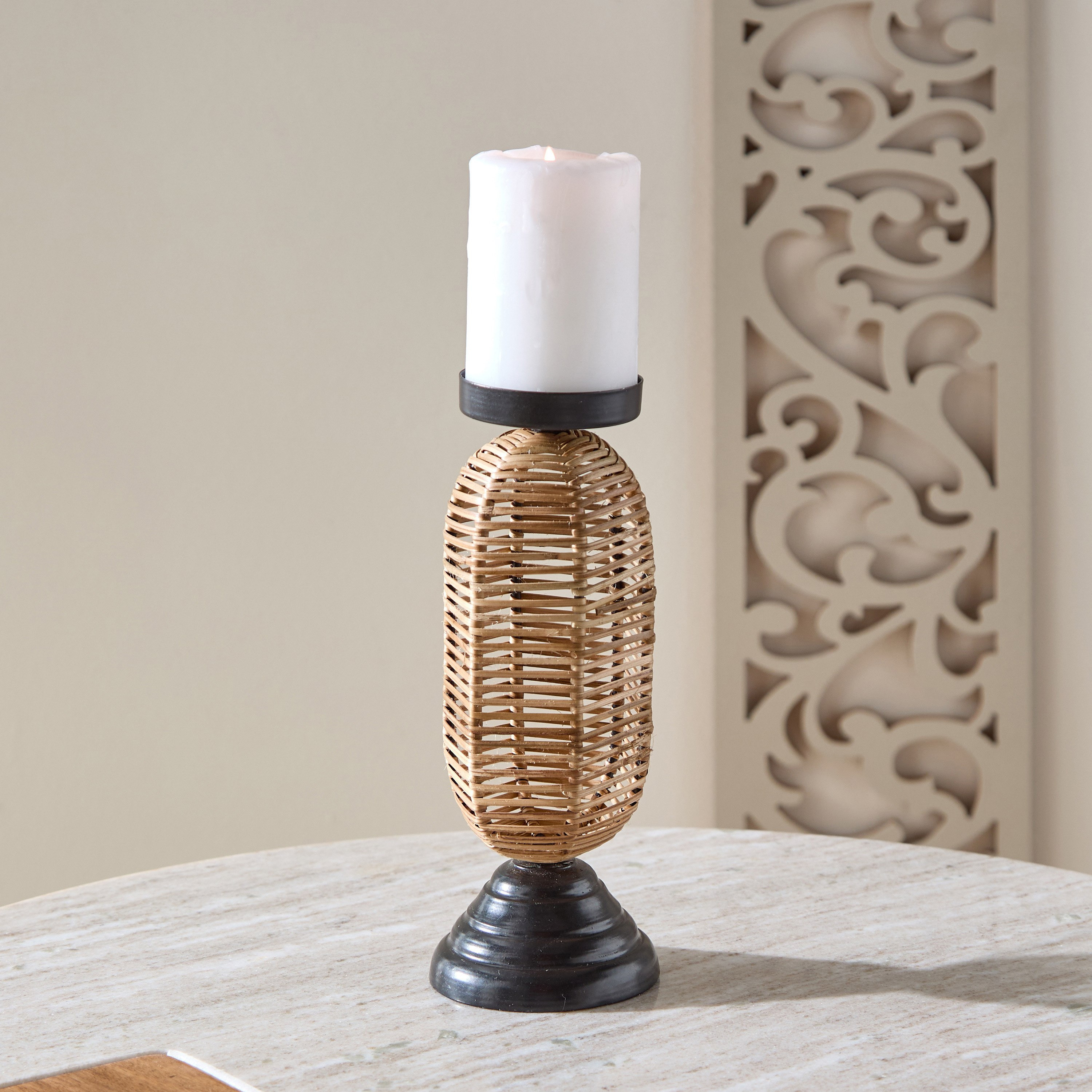 حامل شموع عمودي معدن من درين - 8x8x22.5 سم-hbxlivingroom-decorandaccessories-candleholders-image-1