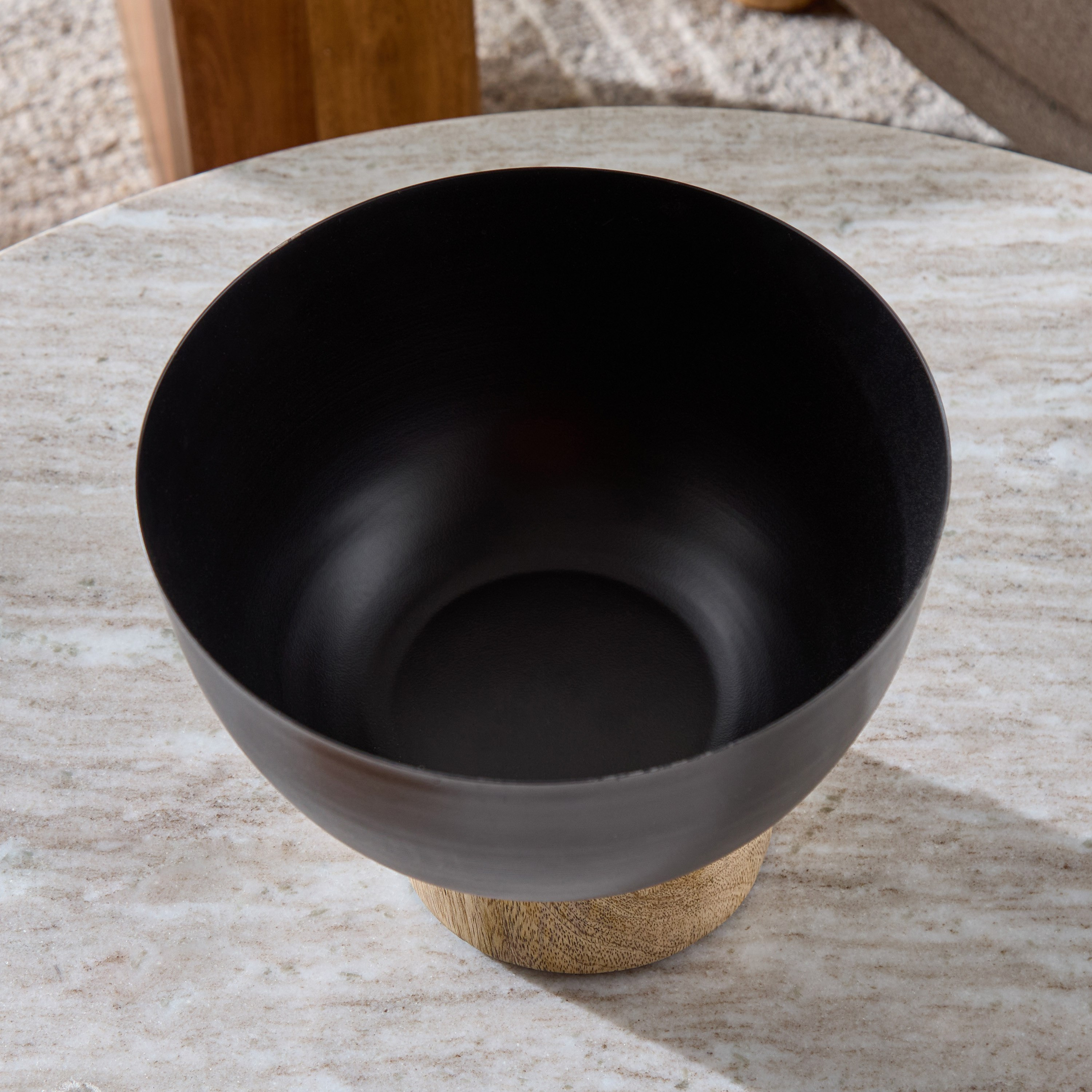Drane Metal Decorative Bowl with Wooden Base-hbxdecorandfurnishings-homeaccessories-bowls-image-2