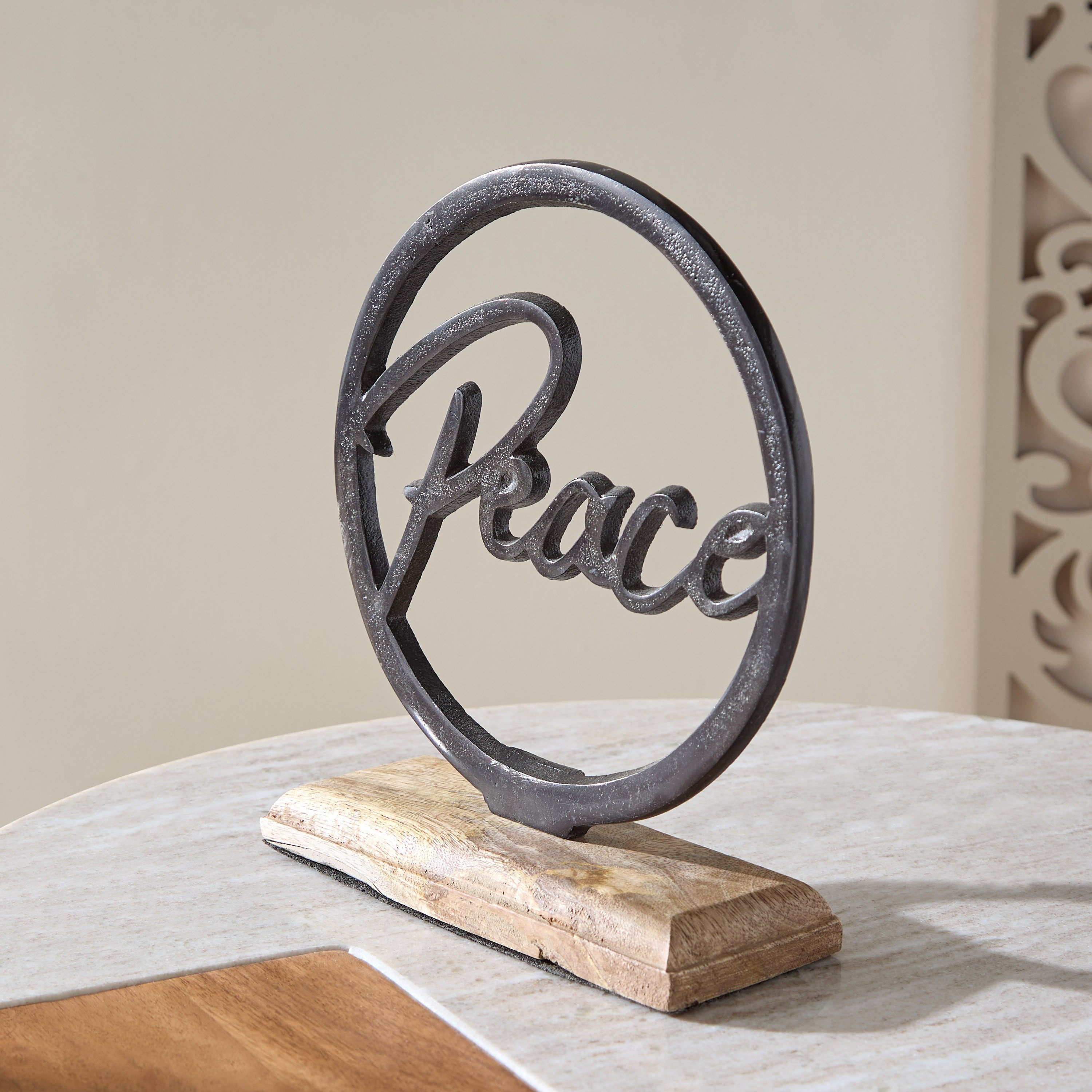 قطعة ديكور ألومنيوم مع قاعدة خشبية من درين - 22×6×20 سم-hbxhomeware-homedecor-figurinesandornaments-image-2
