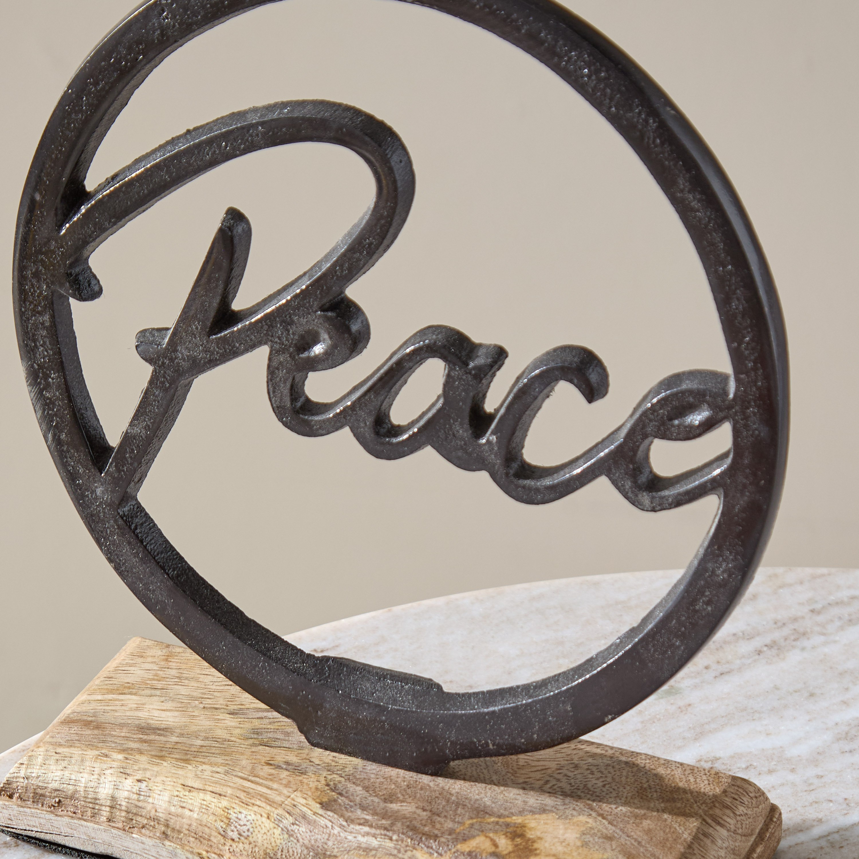 قطعة ديكور ألومنيوم مع قاعدة خشبية من درين - 22×6×20 سم-hbxhomeware-homedecor-figurinesandornaments-image-3