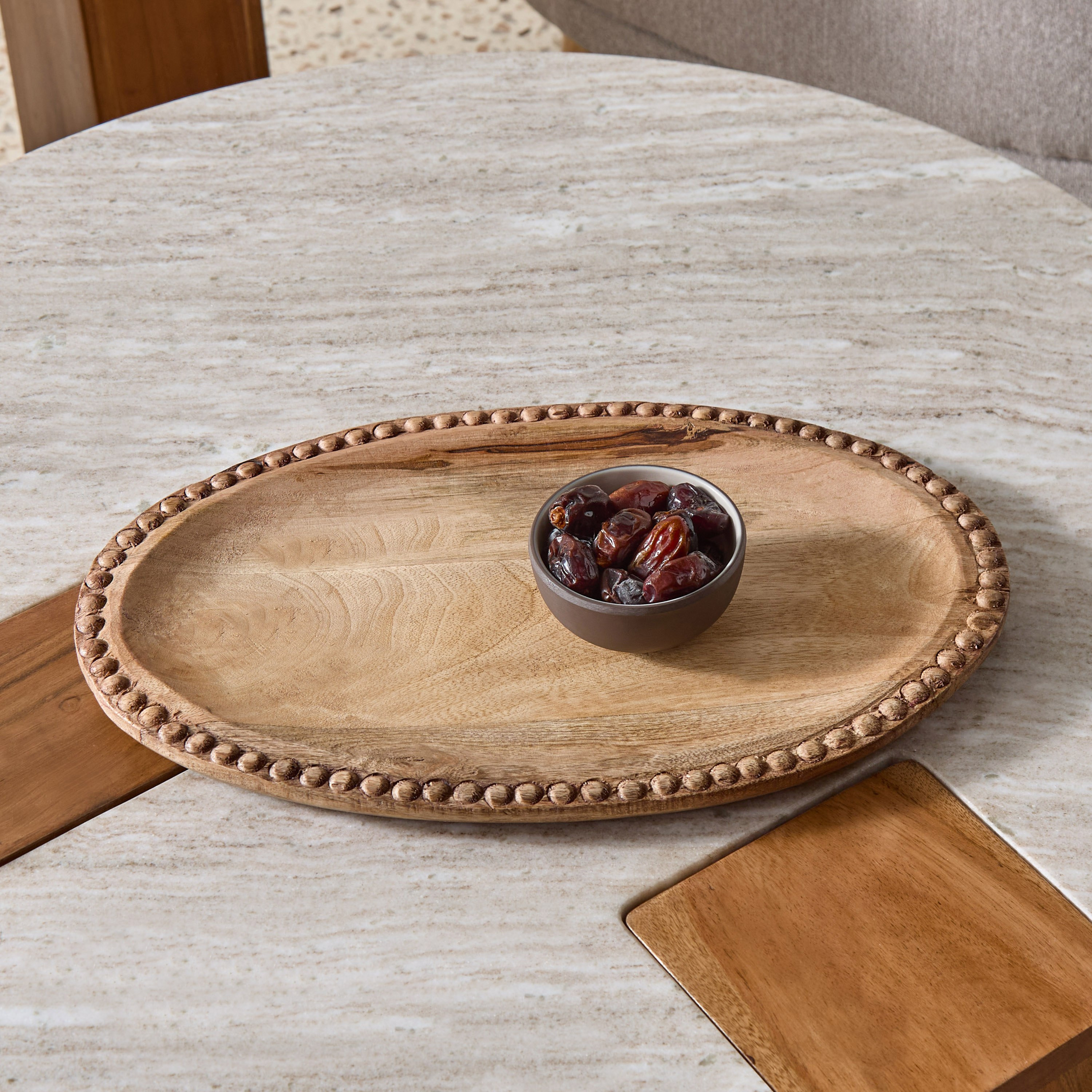 Wens Wooden Beaded Oval Tray - 41x26x2 cm-hbxhomeware-hbxdiningroom-image-1