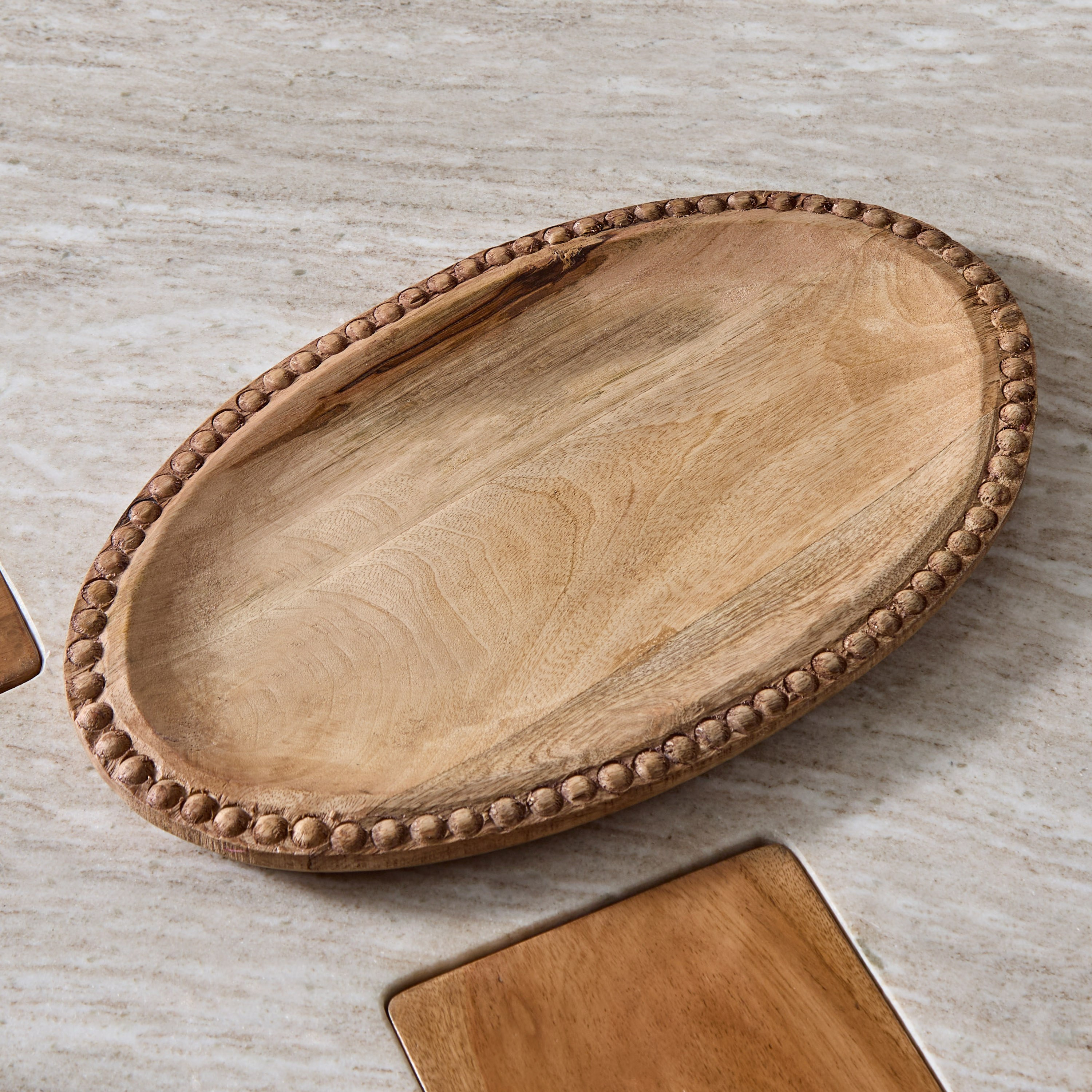 Wens Wooden Beaded Oval Tray - 41x26x2 cm-hbxhomeware-hbxdiningroom-image-2