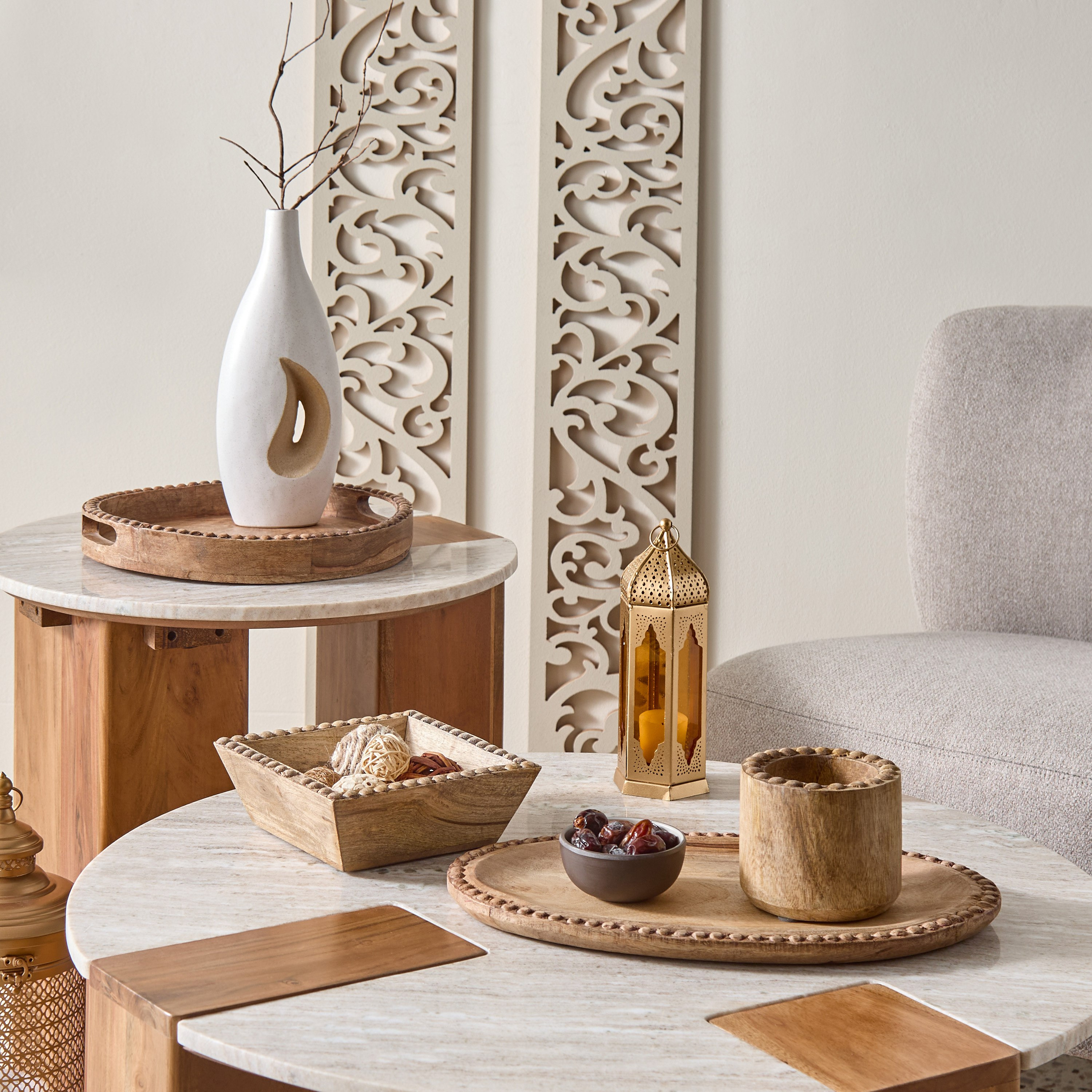 Wens Wooden Beaded Oval Tray - 41x26x2 cm-hbxhomeware-hbxdiningroom-image-4
