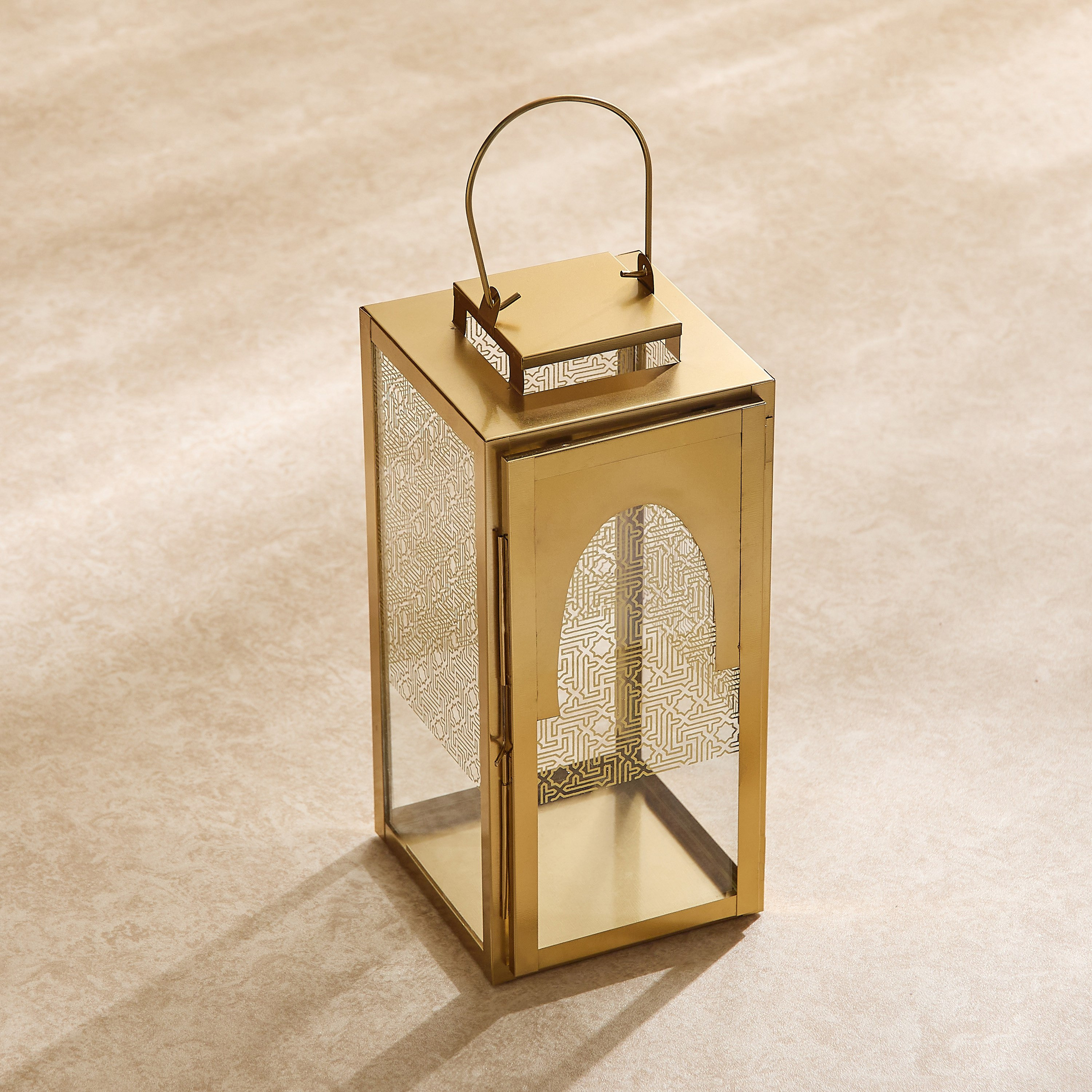 Skyline Mirage Metal Lantern with Glass - 15x15x33 cm-hbxdecorandfurnishings-homeaccessories-lanterns-image-3