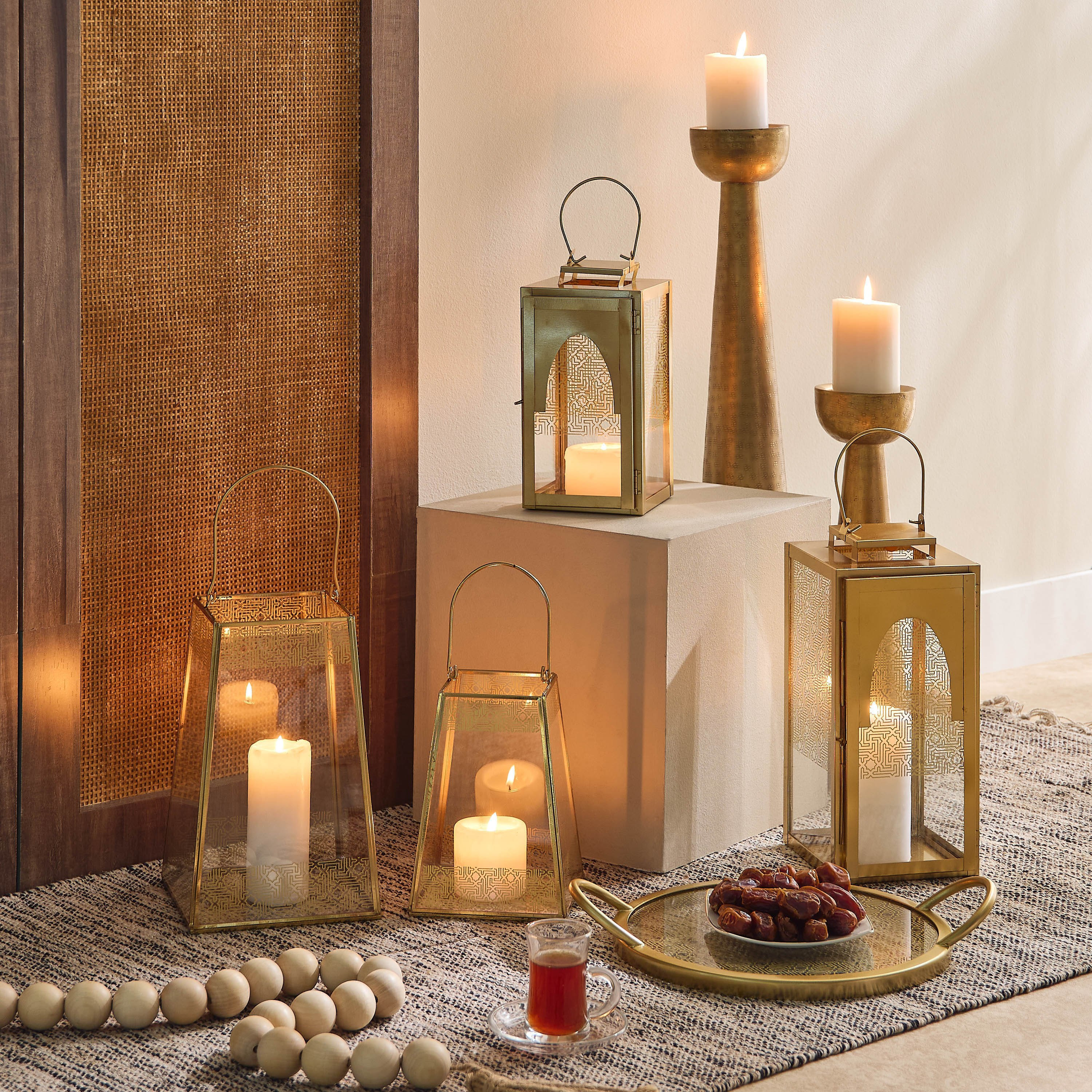 Skyline Mirage Metal Lantern with Glass - 15x15x33 cm-hbxdecorandfurnishings-homeaccessories-lanterns-image-5
