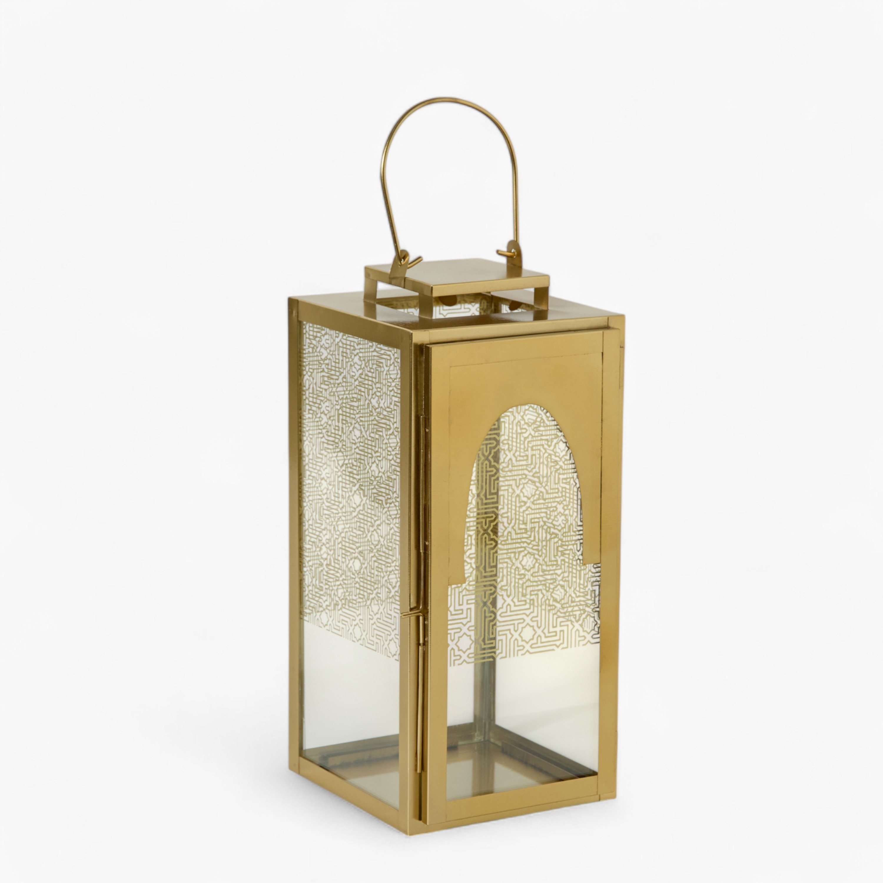 Skyline Mirage Metal Lantern with Glass - 15x15x33 cm-hbxdecorandfurnishings-homeaccessories-lanterns-image-6
