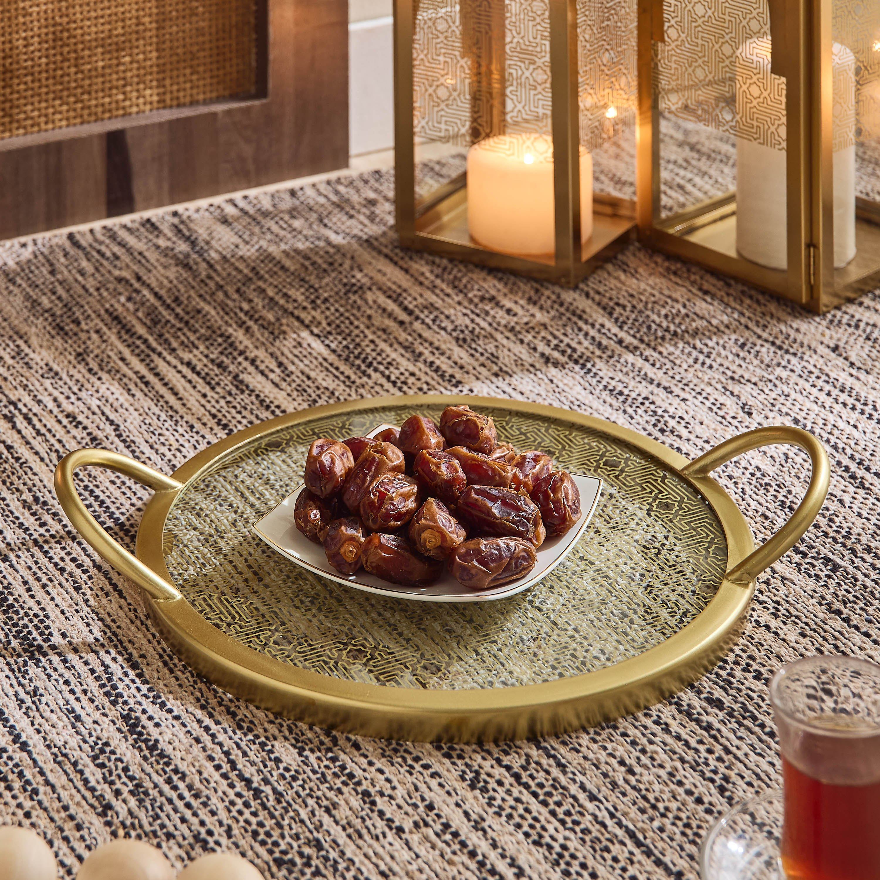 Skyline Mirage Metal Tray with Glass Base - 37x30x7 cm-hbxhomeware-hbxdecorandfurnishings-image-1