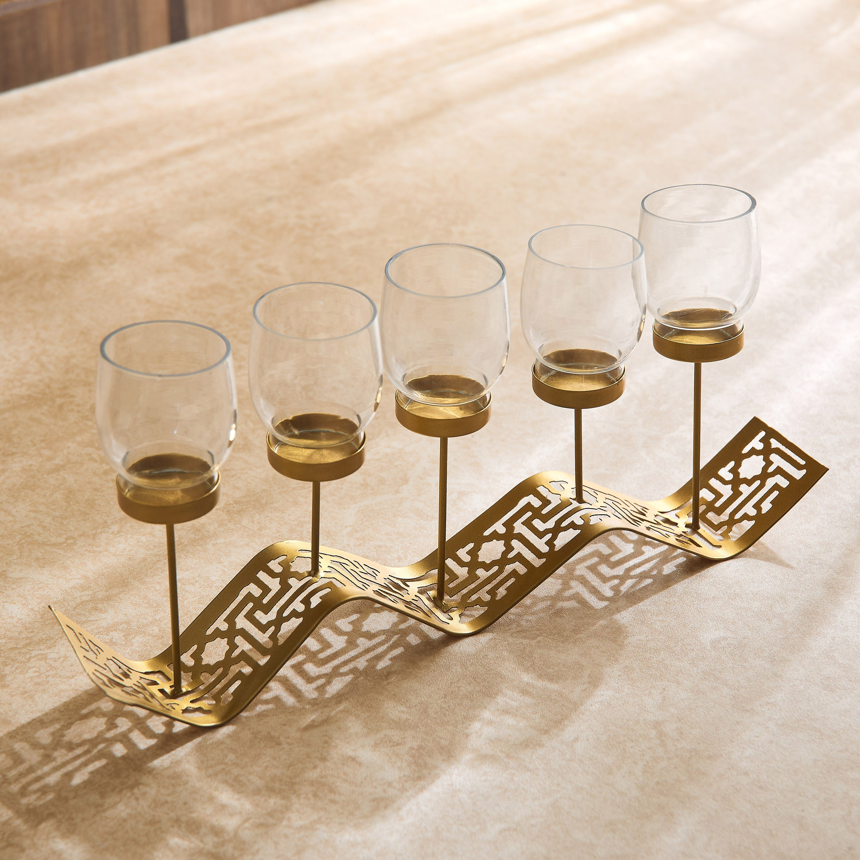 Skyline Mirage Wave Metal Candleholder - 37x07x12 cm-hbxlivingroom-decorandaccessories-candleholders-image-2