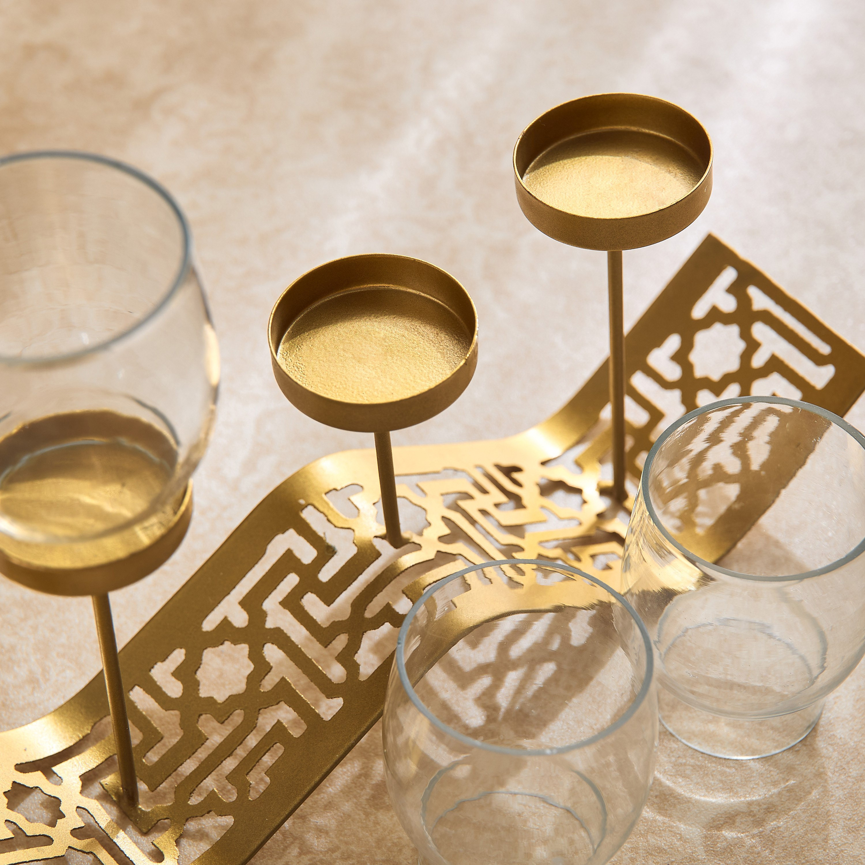 Skyline Mirage Wave Metal Candleholder - 37x07x12 cm-hbxlivingroom-decorandaccessories-candleholders-image-3