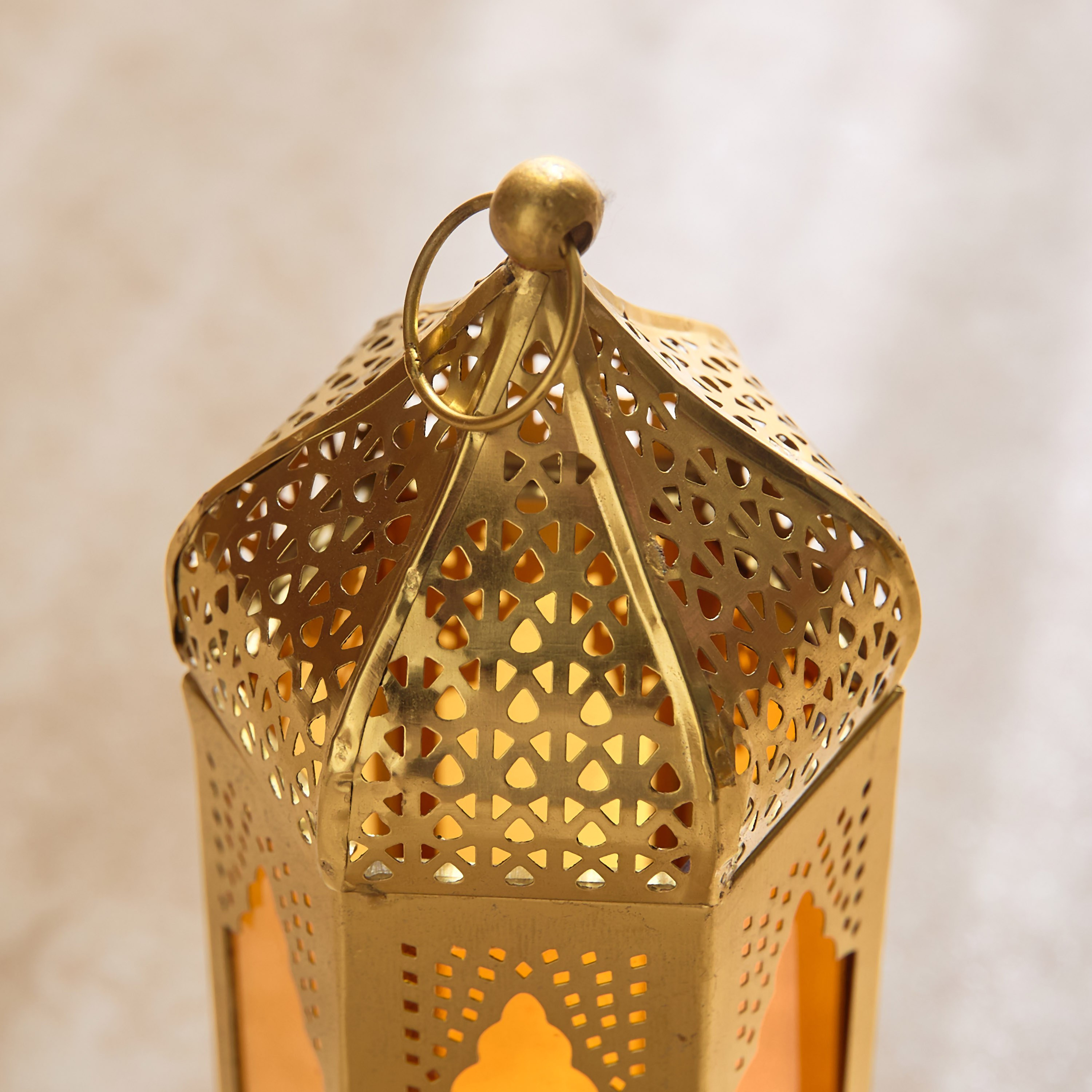 Skyline Mirage Metal Cutwork Lantern with Glass - 8x8x23 cm-hbxdecorandfurnishings-homeaccessories-lanterns-image-3