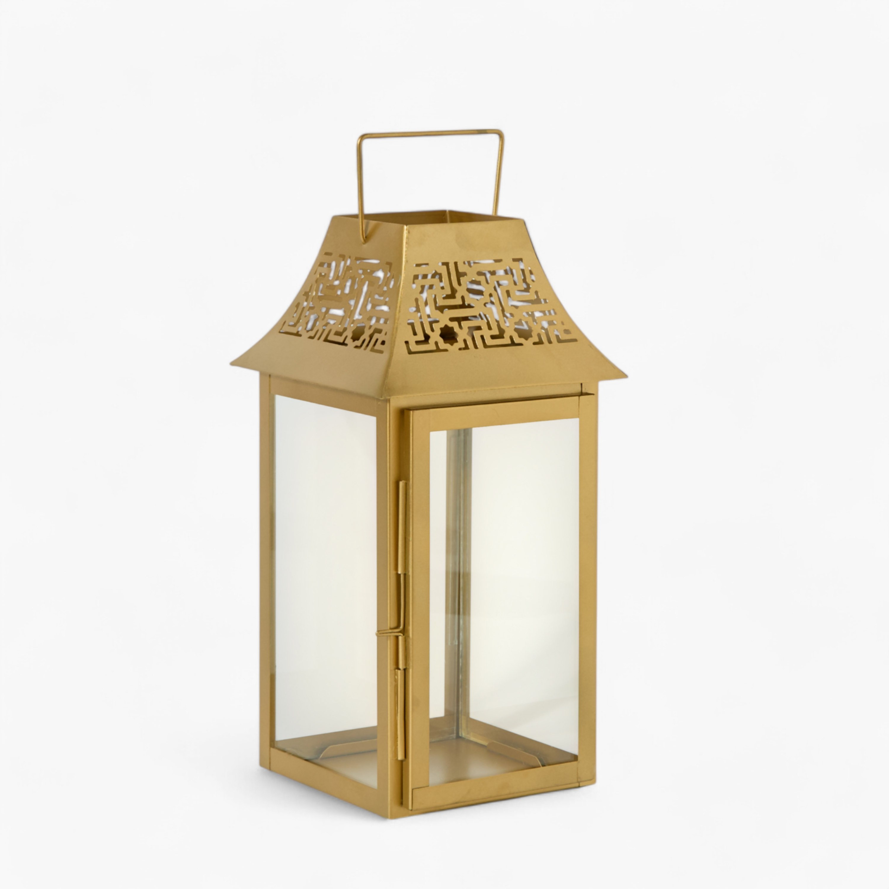 فانوس زجاجي بإطار معدني ميراج من سكاي لاين - 15x15x35 سم-hbxdecorandfurnishings-homeaccessories-lanterns-image-7