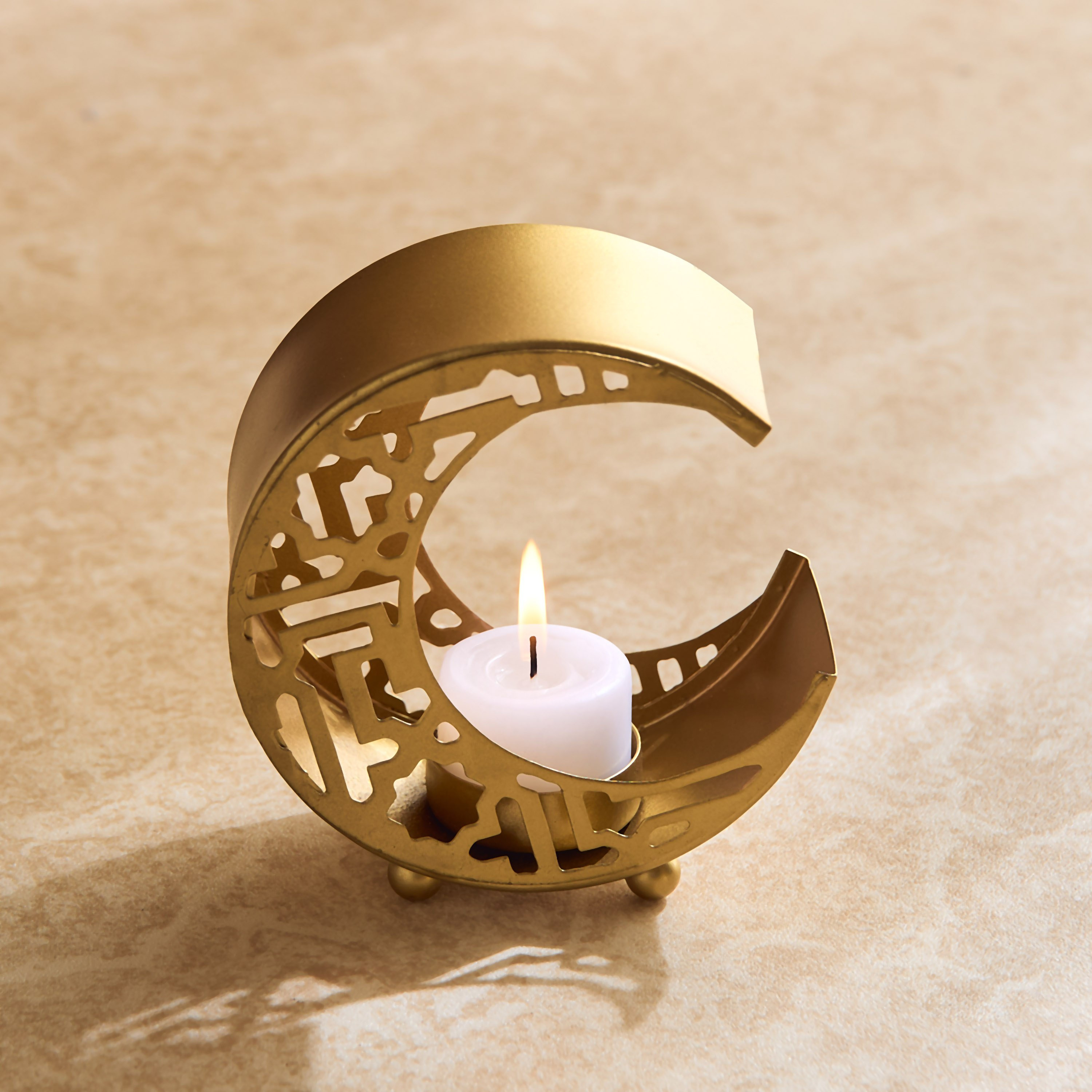 Skyline Mirage Metal Cutwork Moon Candleholder - 12x5x12 cm-hbxlivingroom-decorandaccessories-candleholders-image-1
