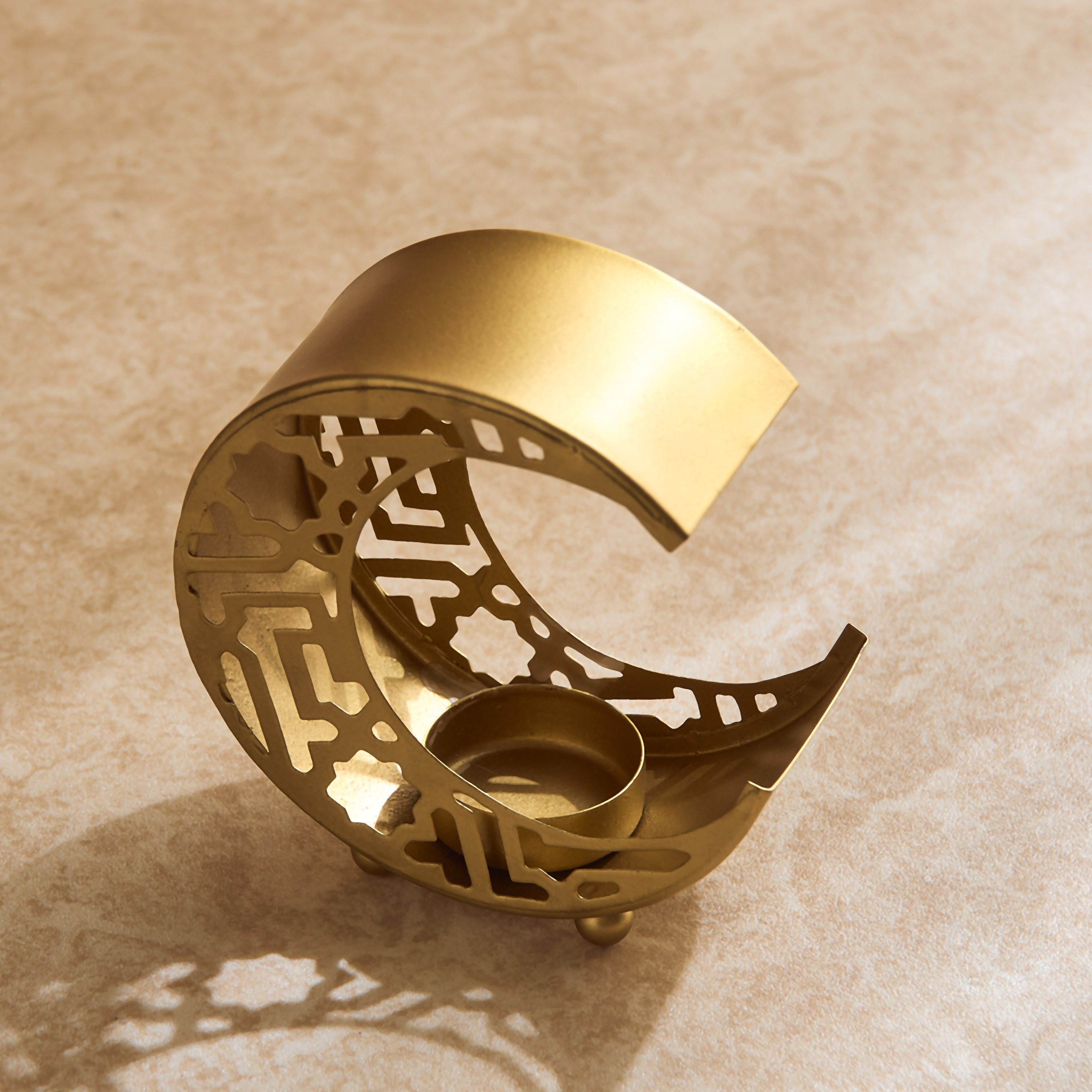 Skyline Mirage Metal Cutwork Moon Candleholder - 12x5x12 cm-hbxlivingroom-decorandaccessories-candleholders-image-2