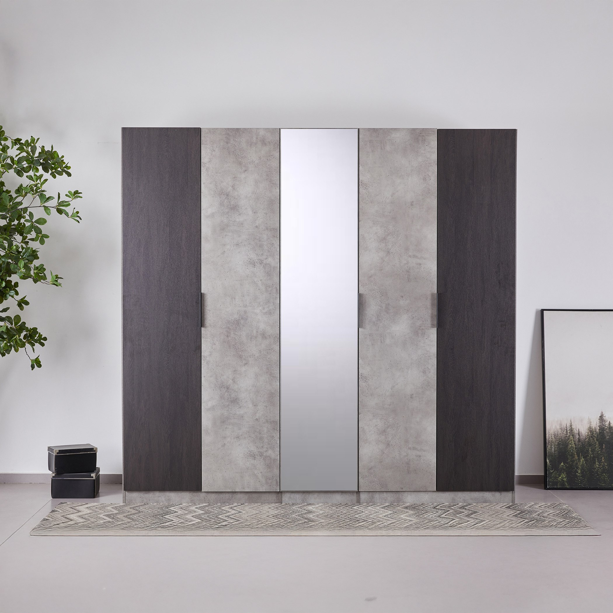 خزانة ملابس 5 أبواب مع مرآة - لاتفيا من موڤو-hbxfurniture-wardrobes-image-1