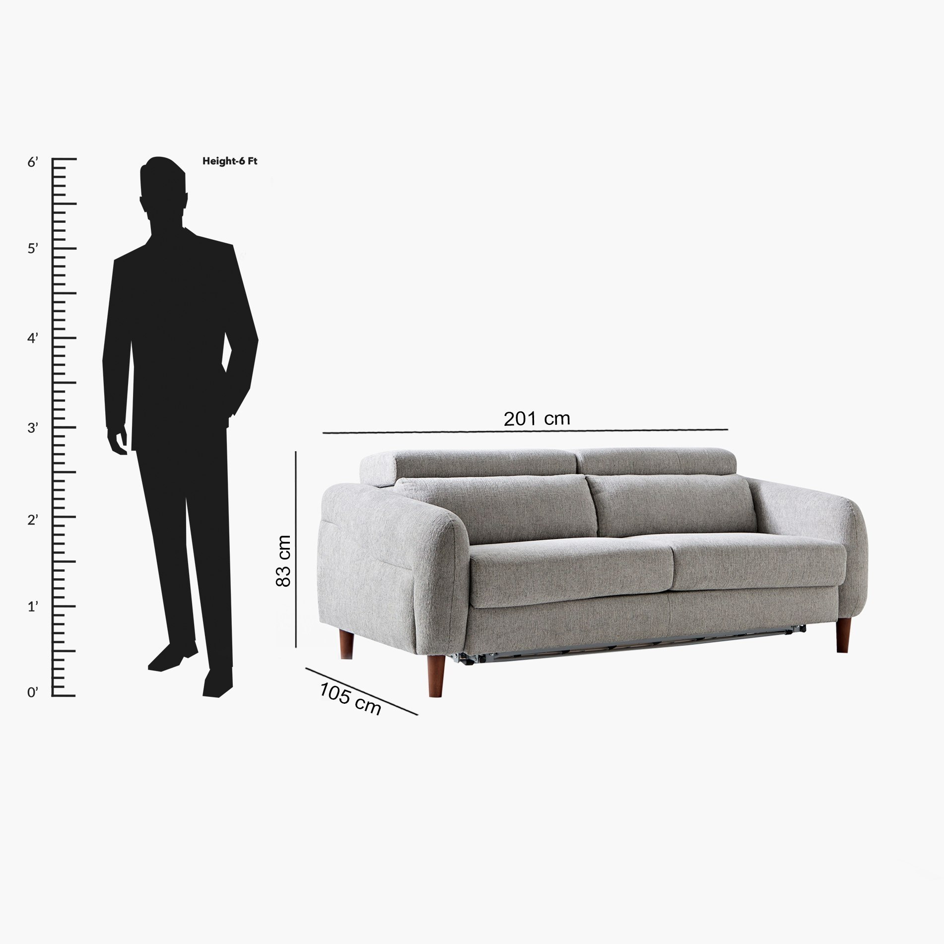 Spector 3-Seater Fabric Sofa Bed with Adjustable Headrest and Memory Foam Mattress-hbxfurniture-sofasandarmchairs-sofabeds-image-21