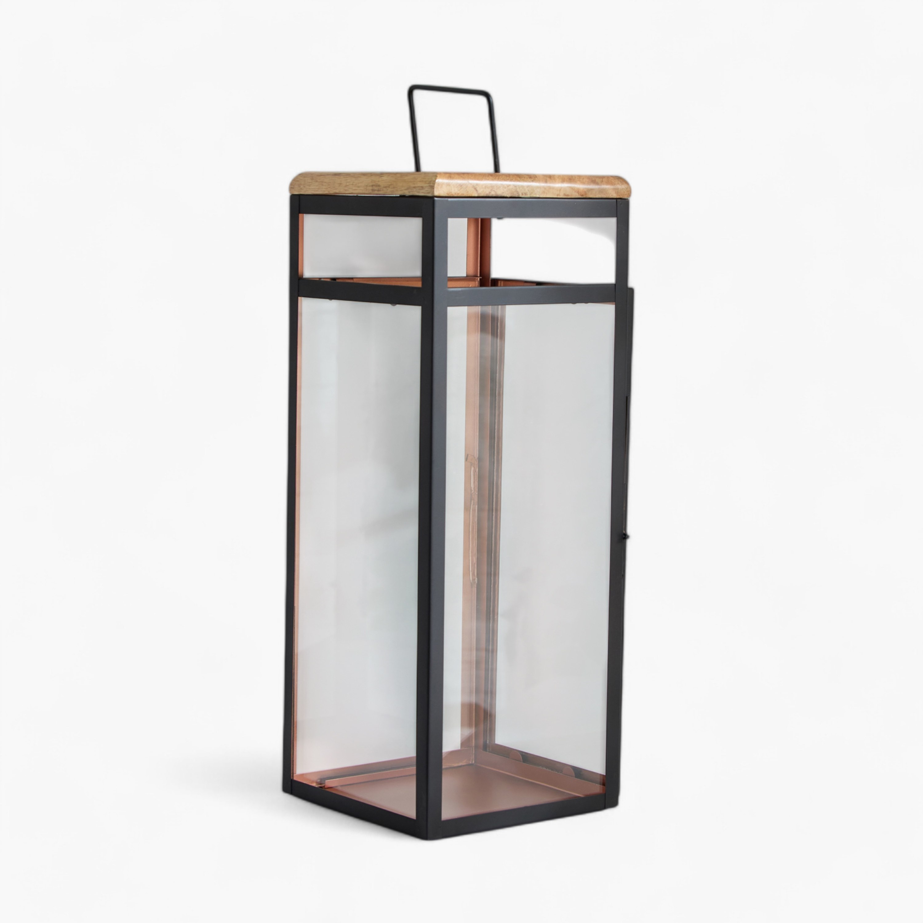 فانوس عصري بتشطيب ميتال وغطاء من الخشب الطبيعي من برومبتون - 18x18x48 سم-hbxdecorandfurnishings-homeaccessories-lanterns-image-6