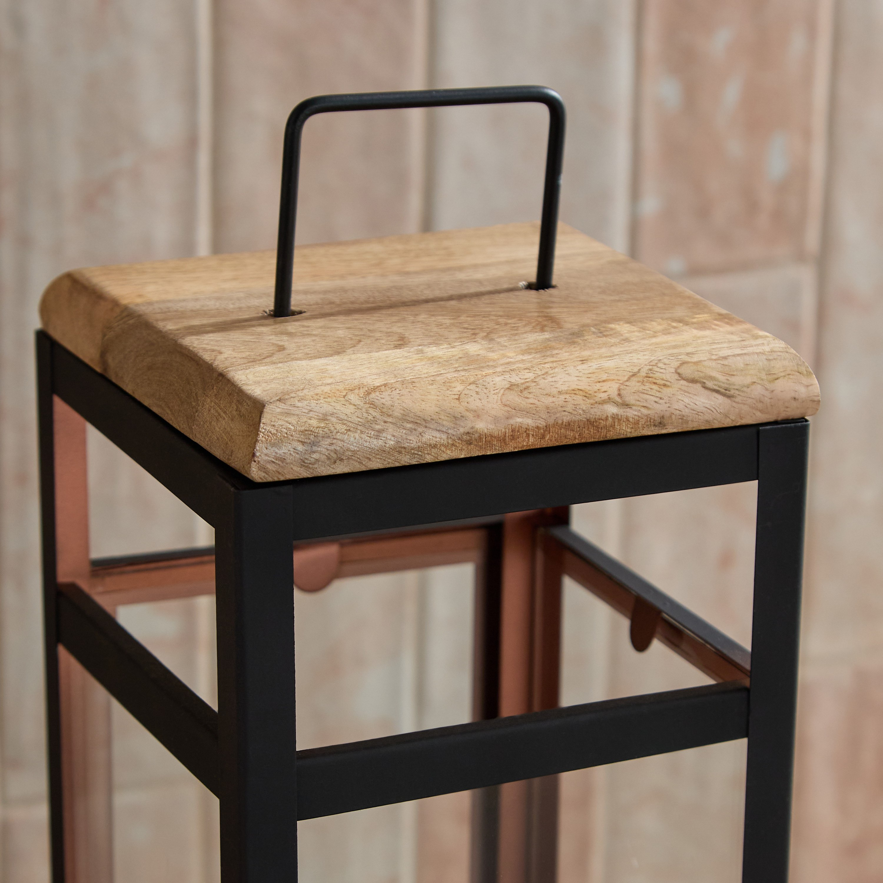 Brompton Modern Lantern with Metal Beading and Natural Wood Lid - 14x14x36 cm-hbxdecorandfurnishings-homeaccessories-lanterns-image-3
