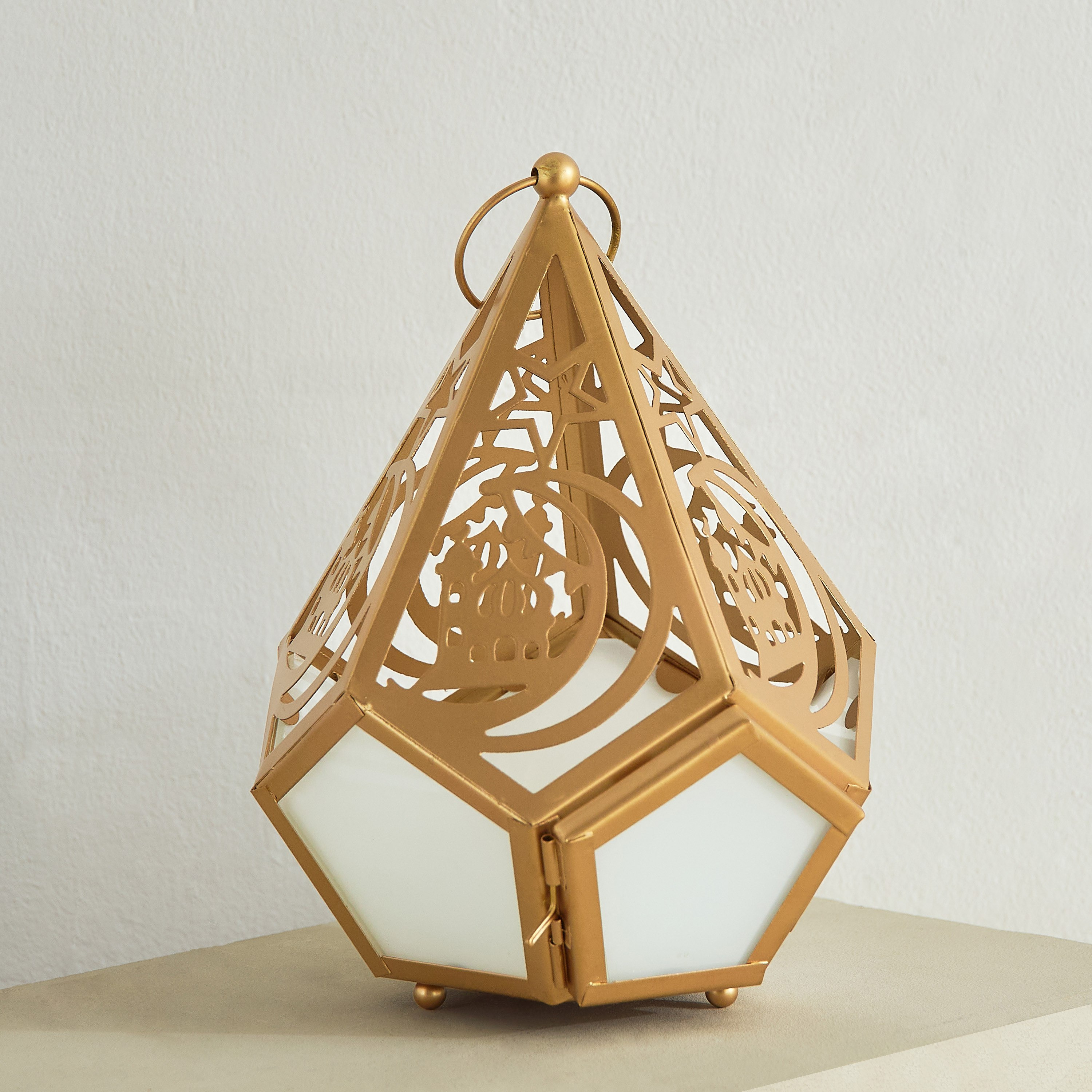 Isaba Metal and Glass Lantern - 20x20x25 cm-hbxdecorandfurnishings-homeaccessories-lanterns-image-1