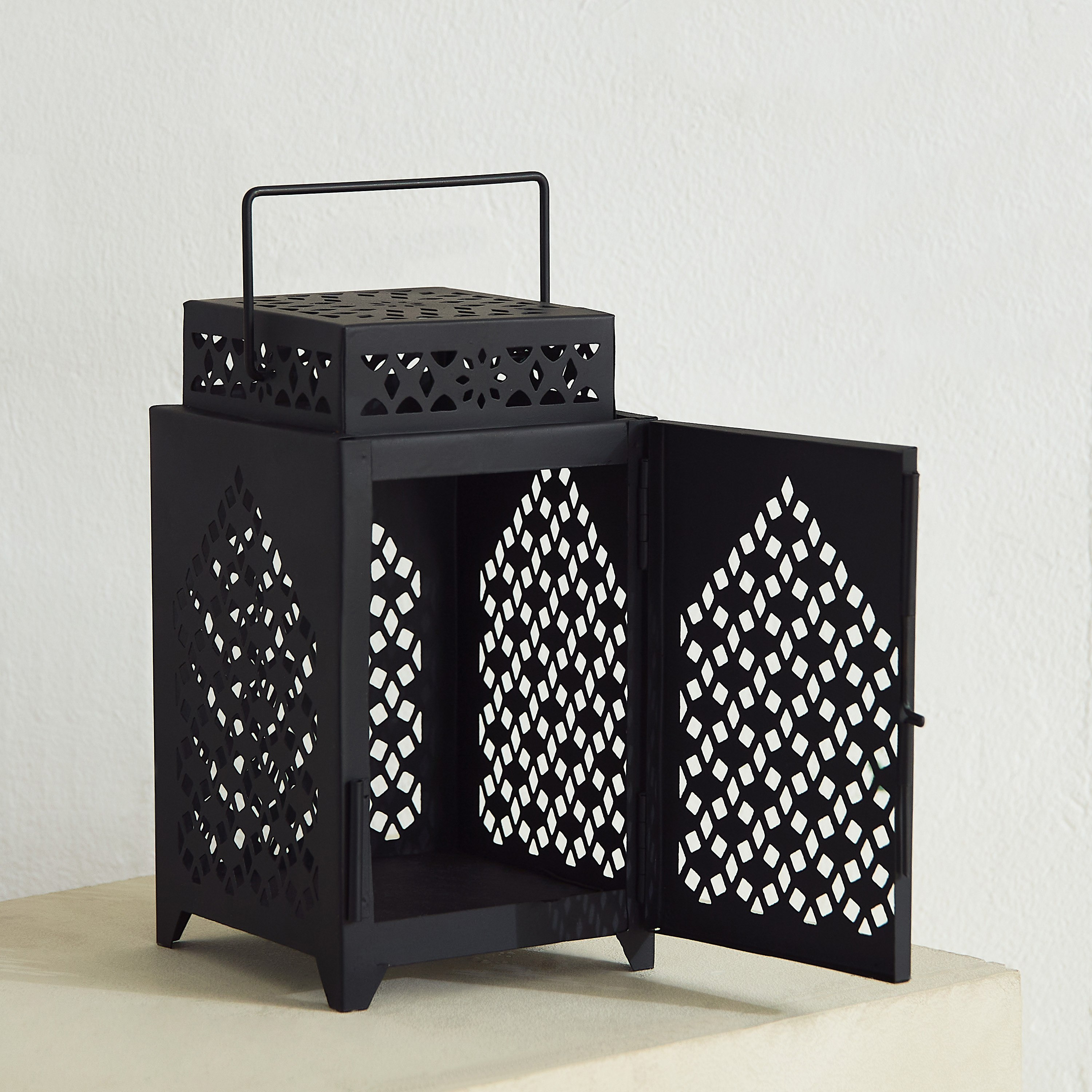 Isaba Metal Cutwork Small Lantern - 10x11x18 cm-hbxdecorandfurnishings-homeaccessories-lanterns-image-3