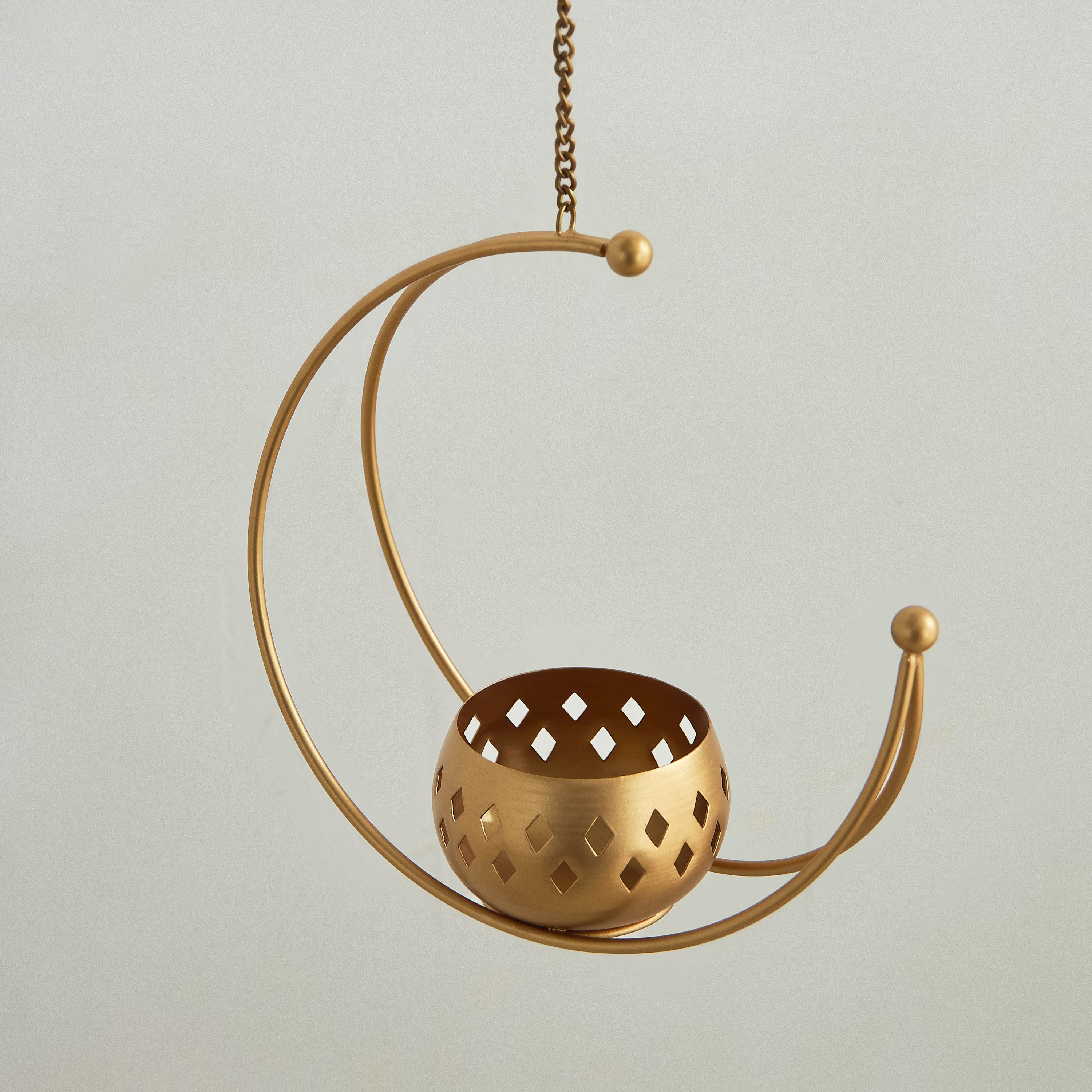 حامل شموع صغيرة معلق معدن هلال من إيسابا - 22x10x23 سم-hbxlivingroom-decorandaccessories-candleholders-image-2