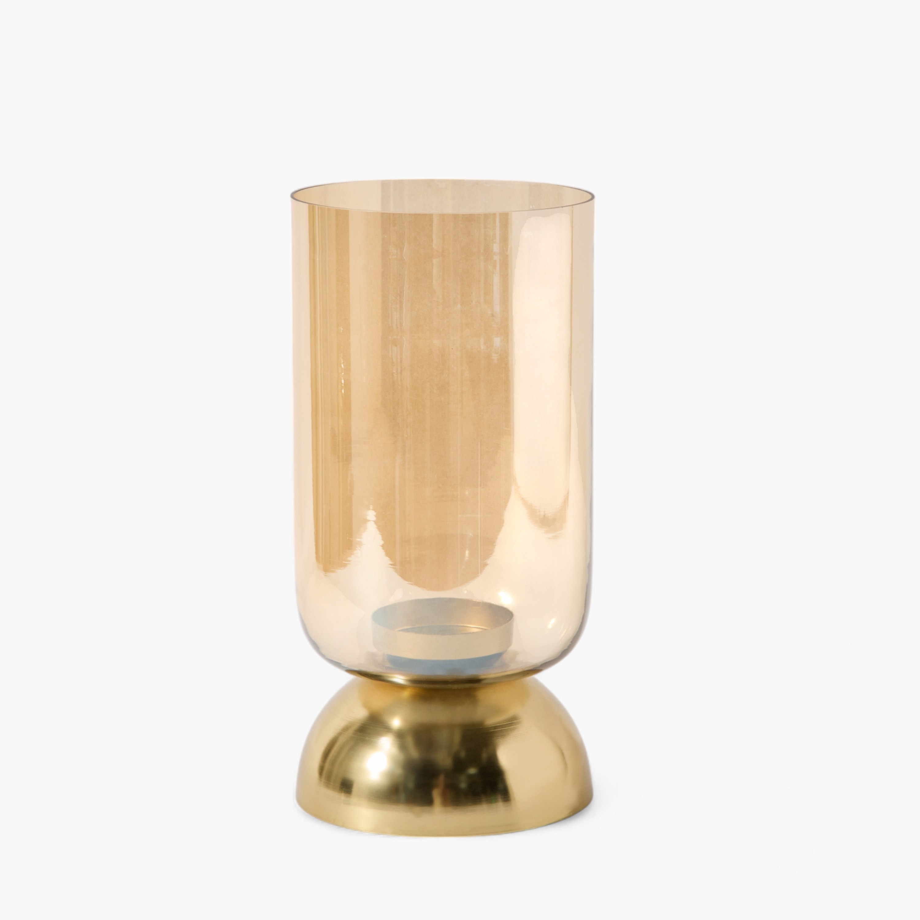حامل شموع عمودي بزجاج لامع وقاعدة معدنية من أكورد - 15x15x29.5 سم-hbxlivingroom-decorandaccessories-candleholders-image-5