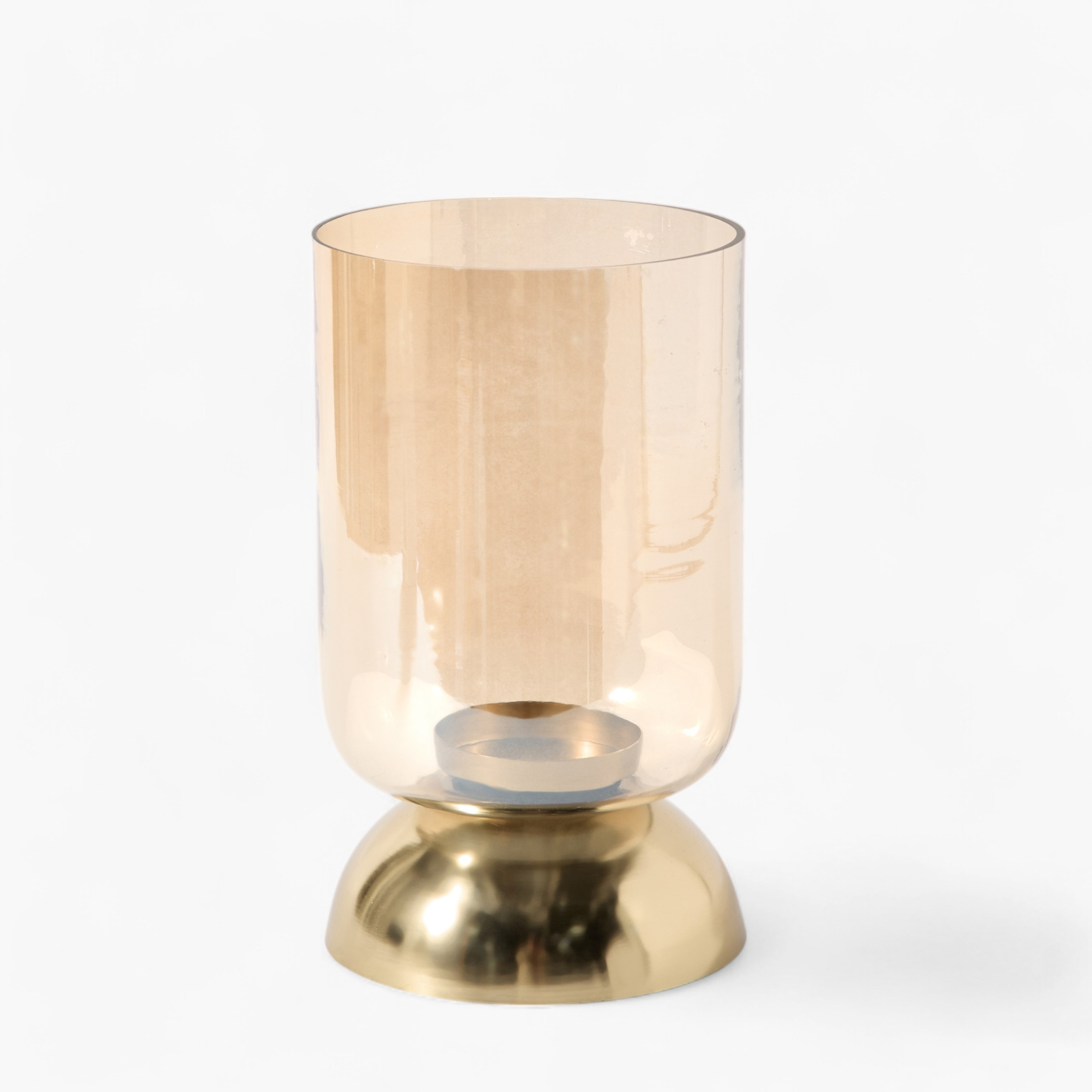 حامل شموع زجاج لامع بقاعدة معدنية من أكورد - 15x15x27 سم-hbxlivingroom-decorandaccessories-candleholders-image-5