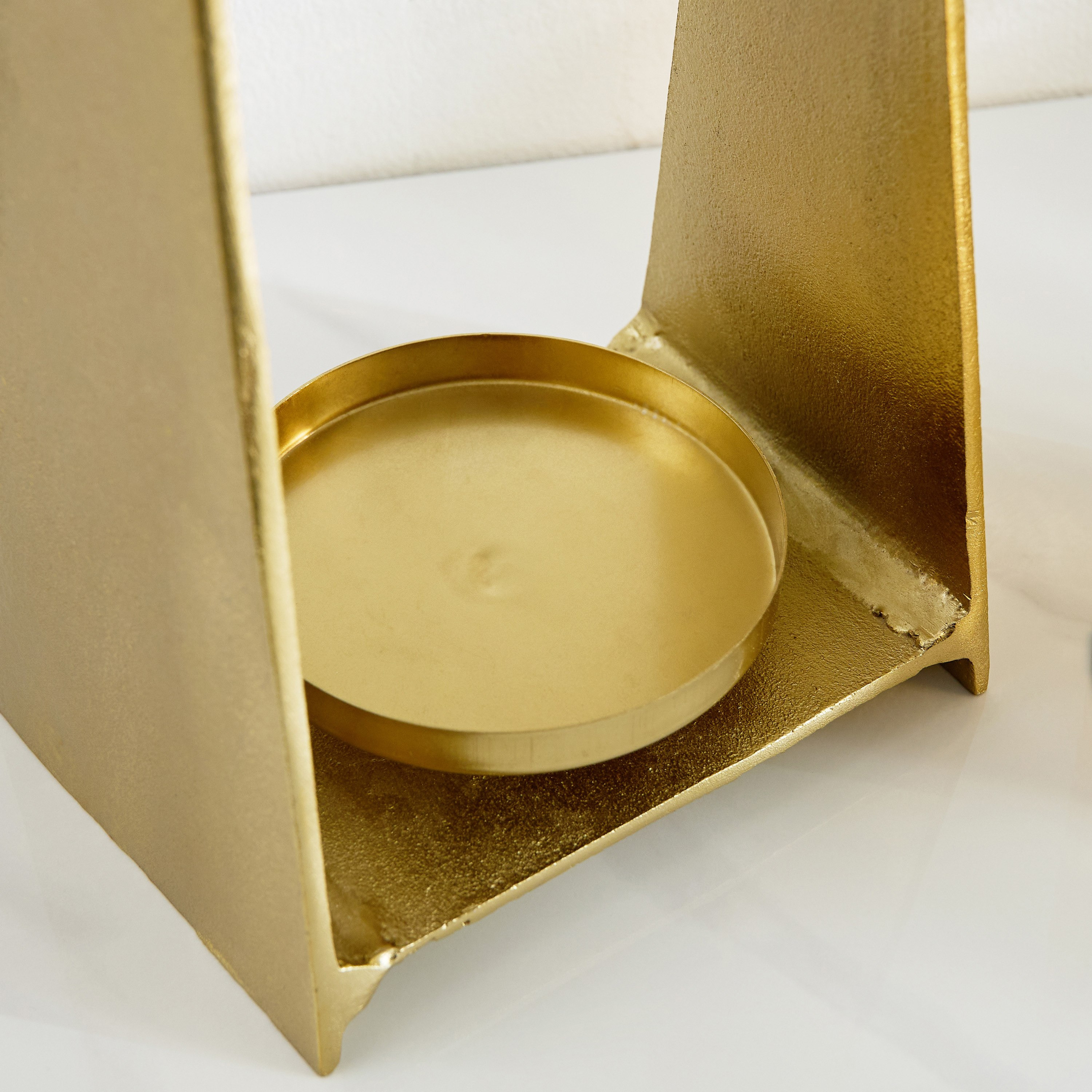 Accord Aluminium Hurricane Candleholder with Lustre Glass - 16x11x31 cm-hbxlivingroom-decorandaccessories-candleholders-image-4