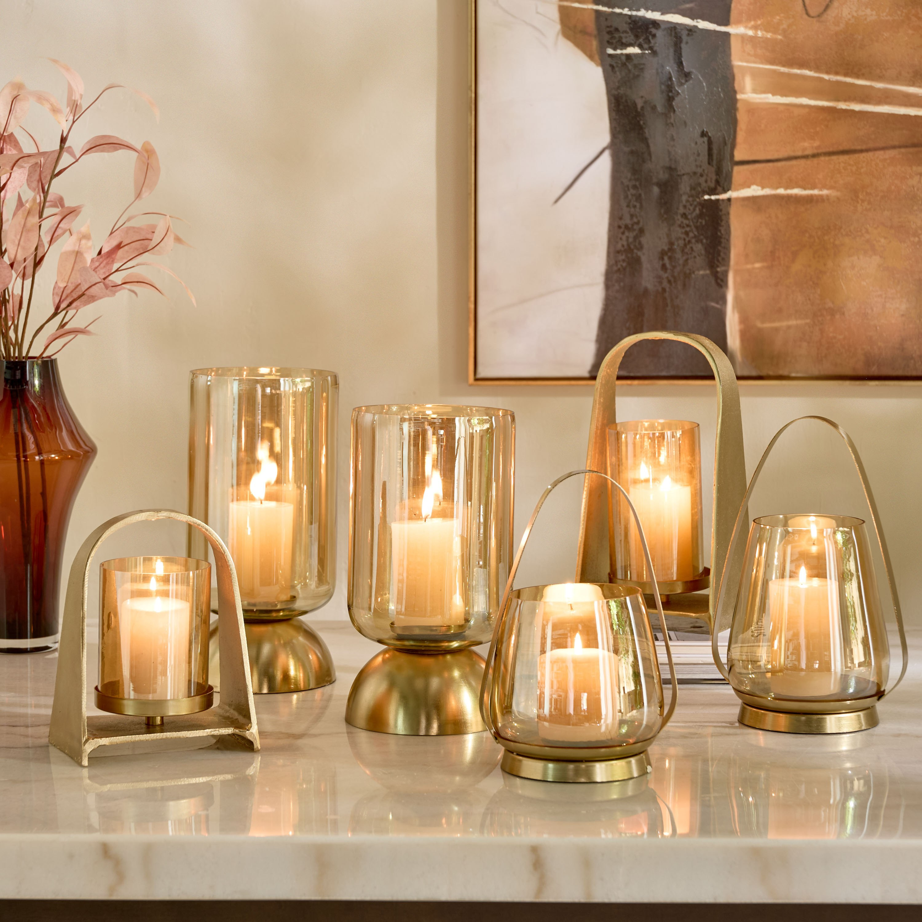 حامل شموع فانوس ألومنيوم بزجاج لامع من أكورد - 16x11.5x22 سم-hbxlivingroom-decorandaccessories-candleholders-image-9