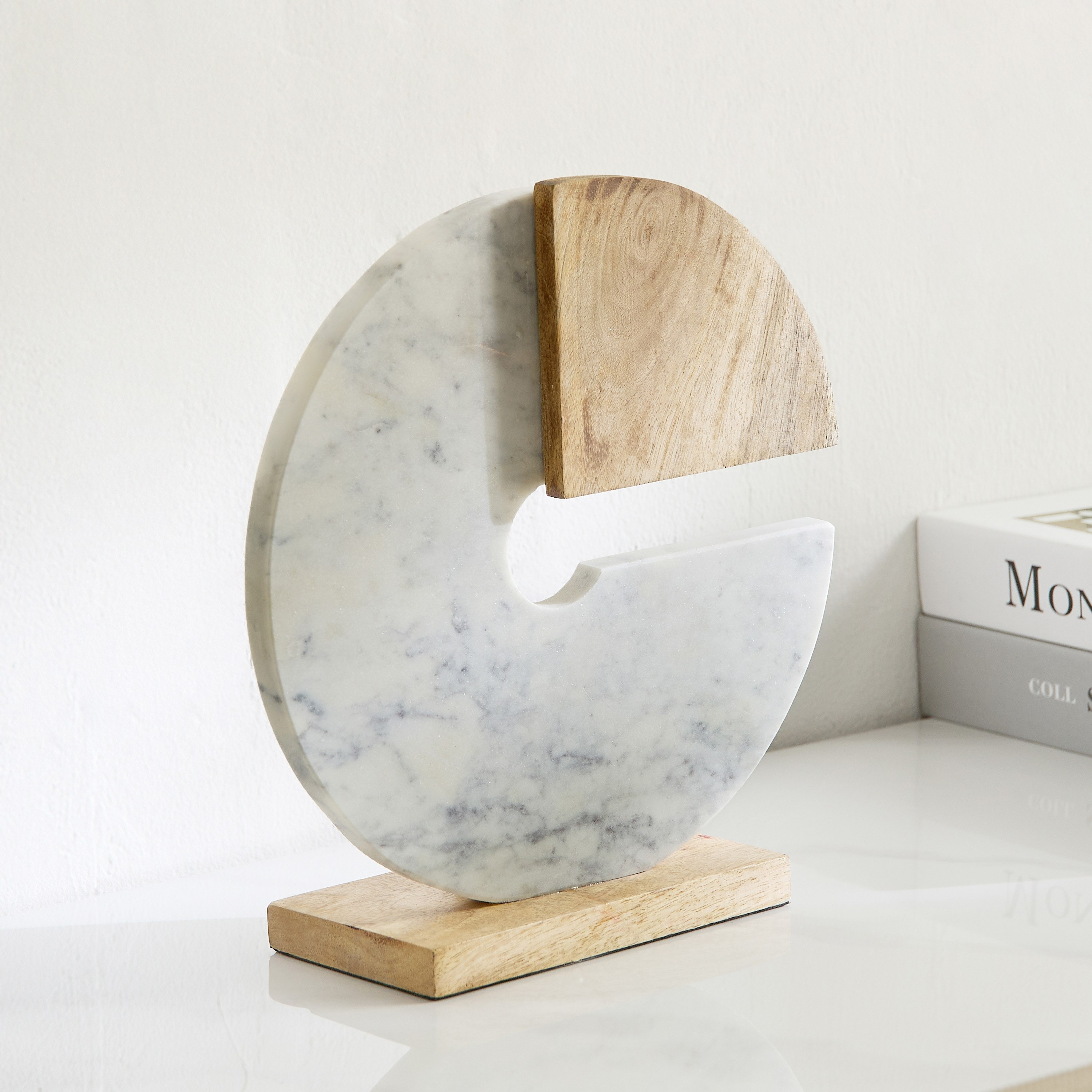 Blake Wood and Marble Table Accent with Marble Base - 23x7.5x25 cm-hbxhomeware-homedecor-figurinesandornaments-image-1